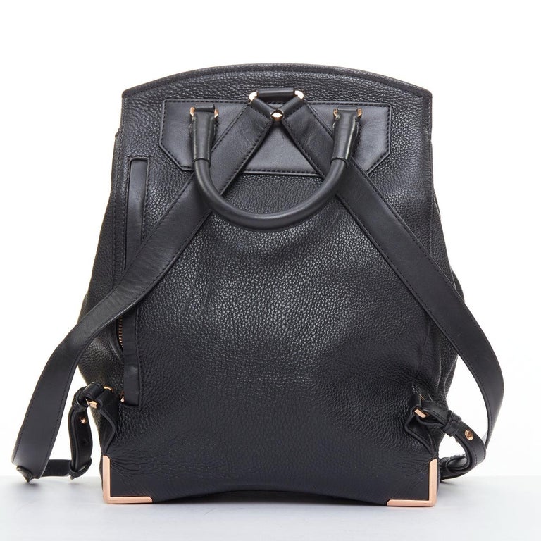 ALEXANDER WANG Prisma Skeletal black rose gold pebbled leather backpack For  Sale at 1stDibs