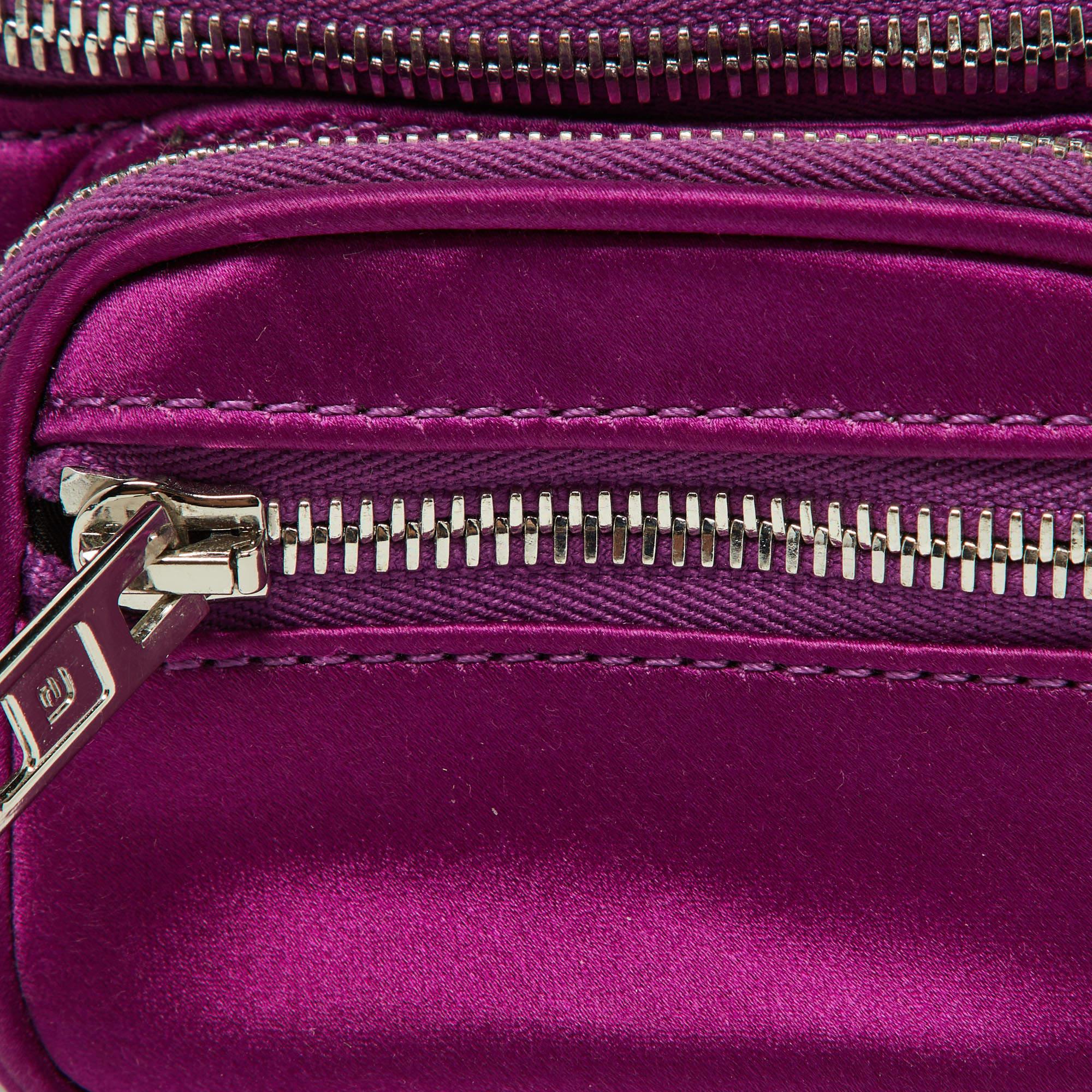 Alexander Wang Purple/Black Satin and Leather Attica Belt Bag For Sale 1
