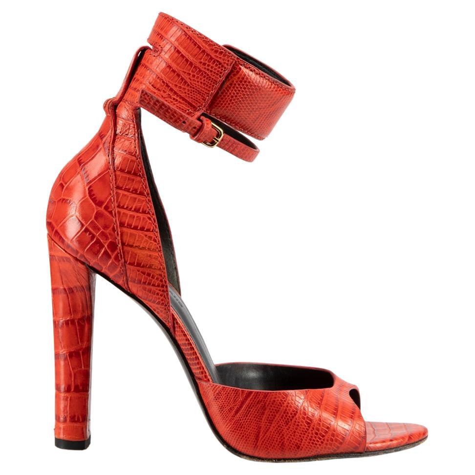 Alexander Wang Red Aminata Croc Embossed Sandals Size IT 36 For Sale
