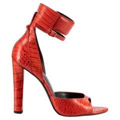 Alexander Wang Red Aminata Croc Embossed Sandals Size IT 36
