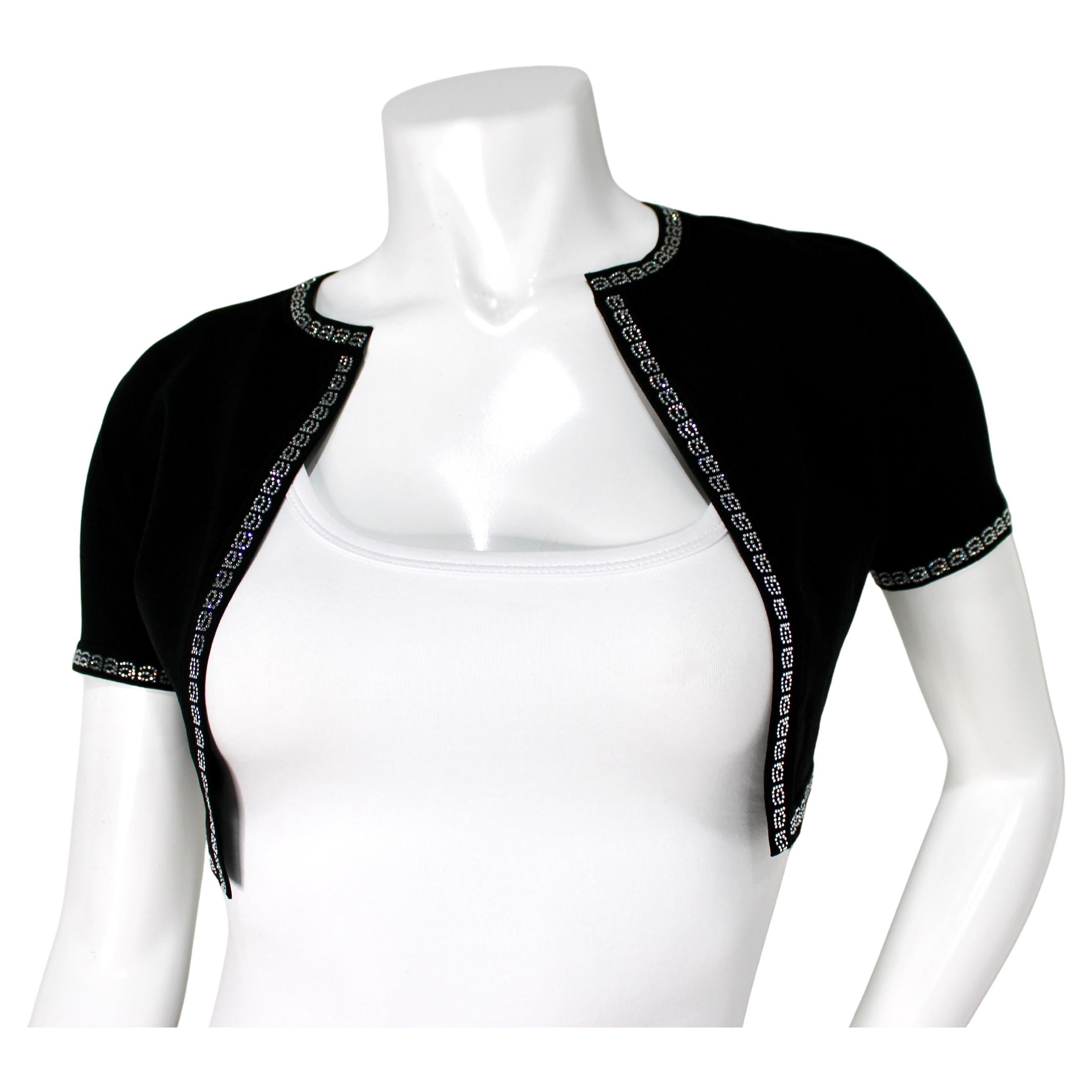 Alexander Wang - Cardigan croppato con logo in strass