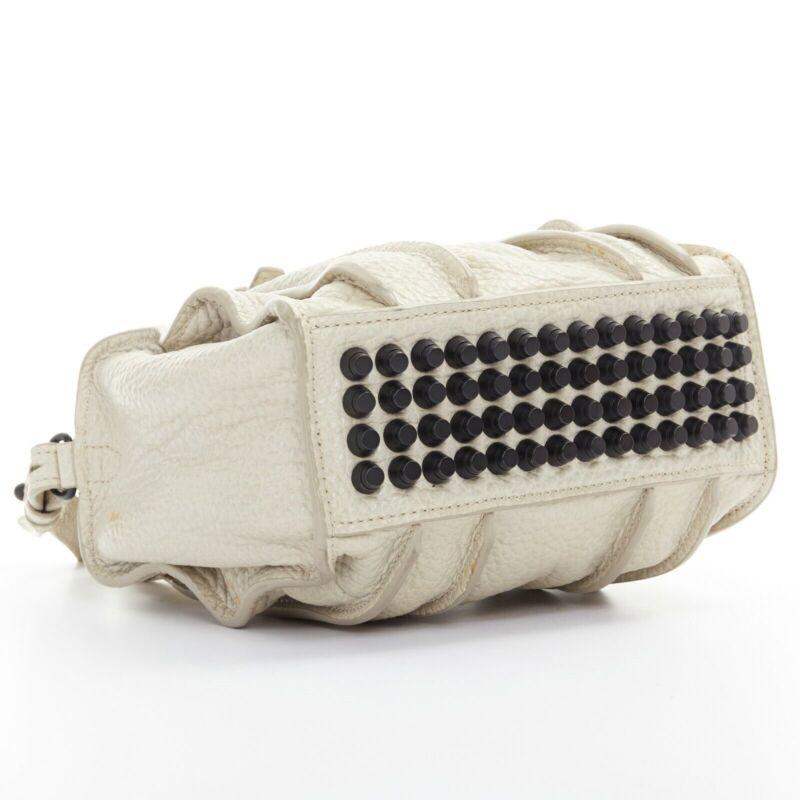 Women's ALEXANDER WANG Rockie grey pebble leather black stud base small duffel bag For Sale