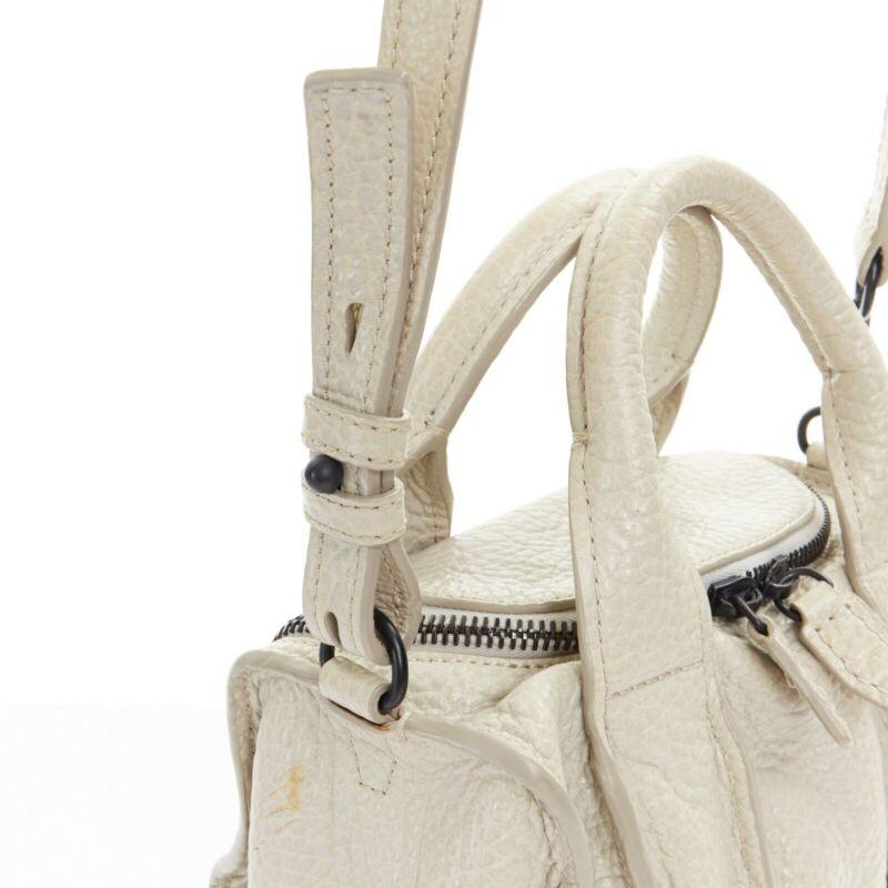 ALEXANDER WANG Rockie grey pebble leather black stud base small duffel bag For Sale 3