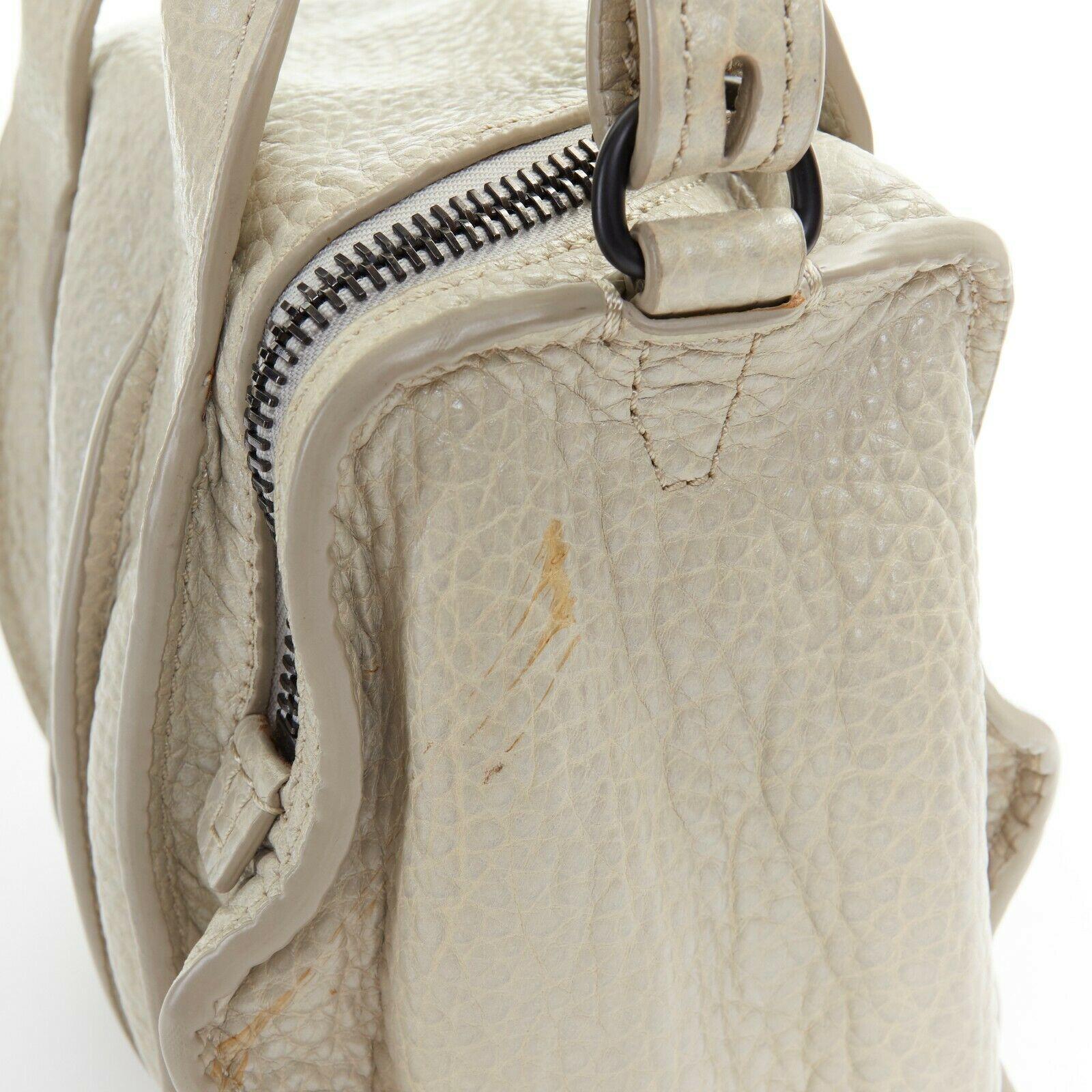 ALEXANDER WANG Rockie grey pebble leather black stud base small duffel bag For Sale 1