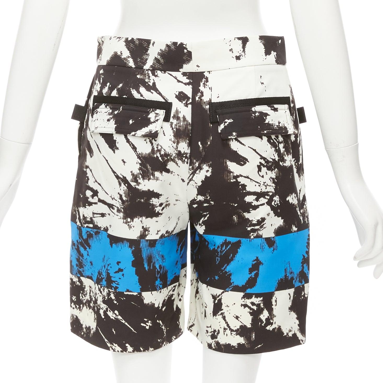 ALEXANDER WANG Runway  blue black white geometric Bermuda shorts US0 XS For Sale 1