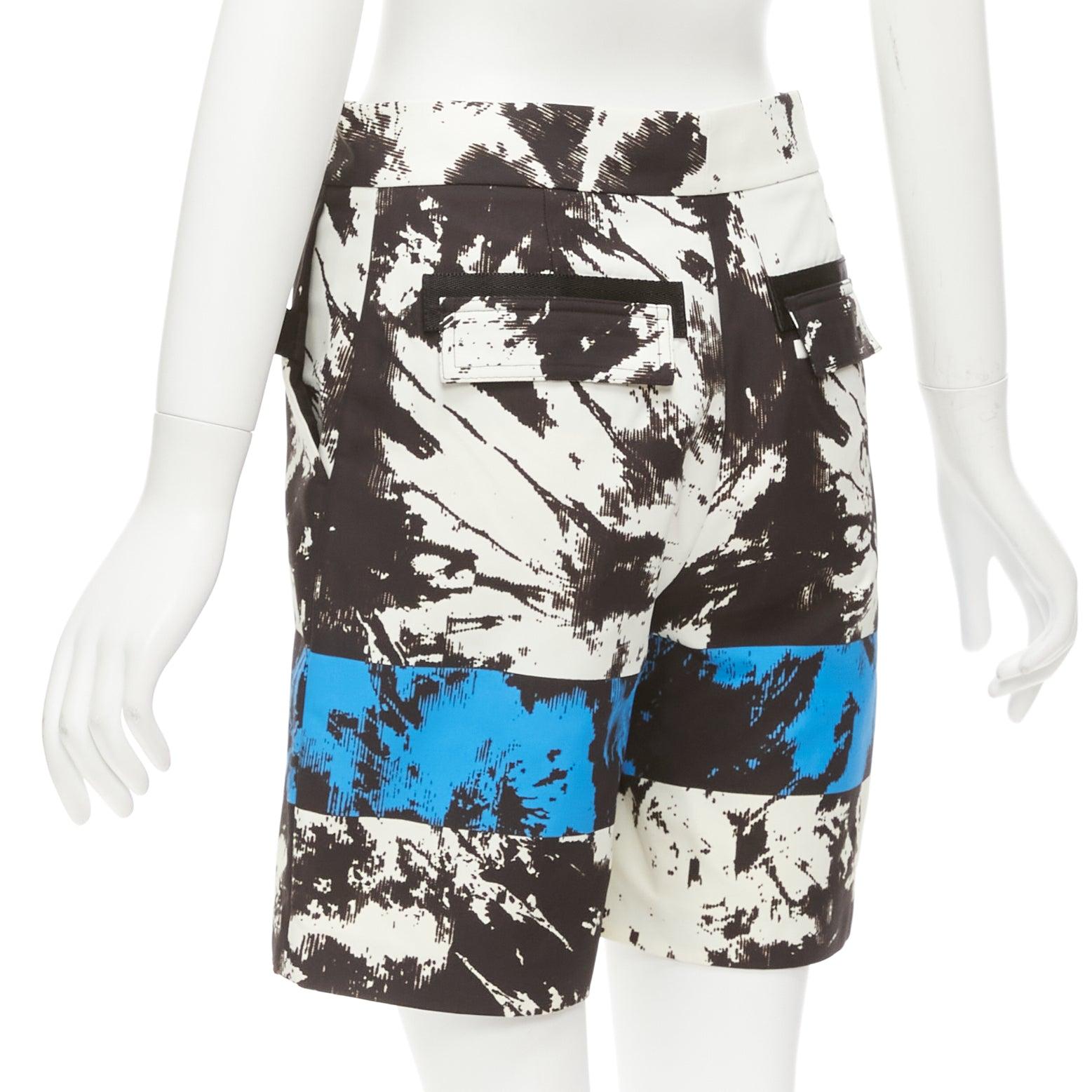 ALEXANDER WANG Runway  blue black white geometric Bermuda shorts US0 XS For Sale 1