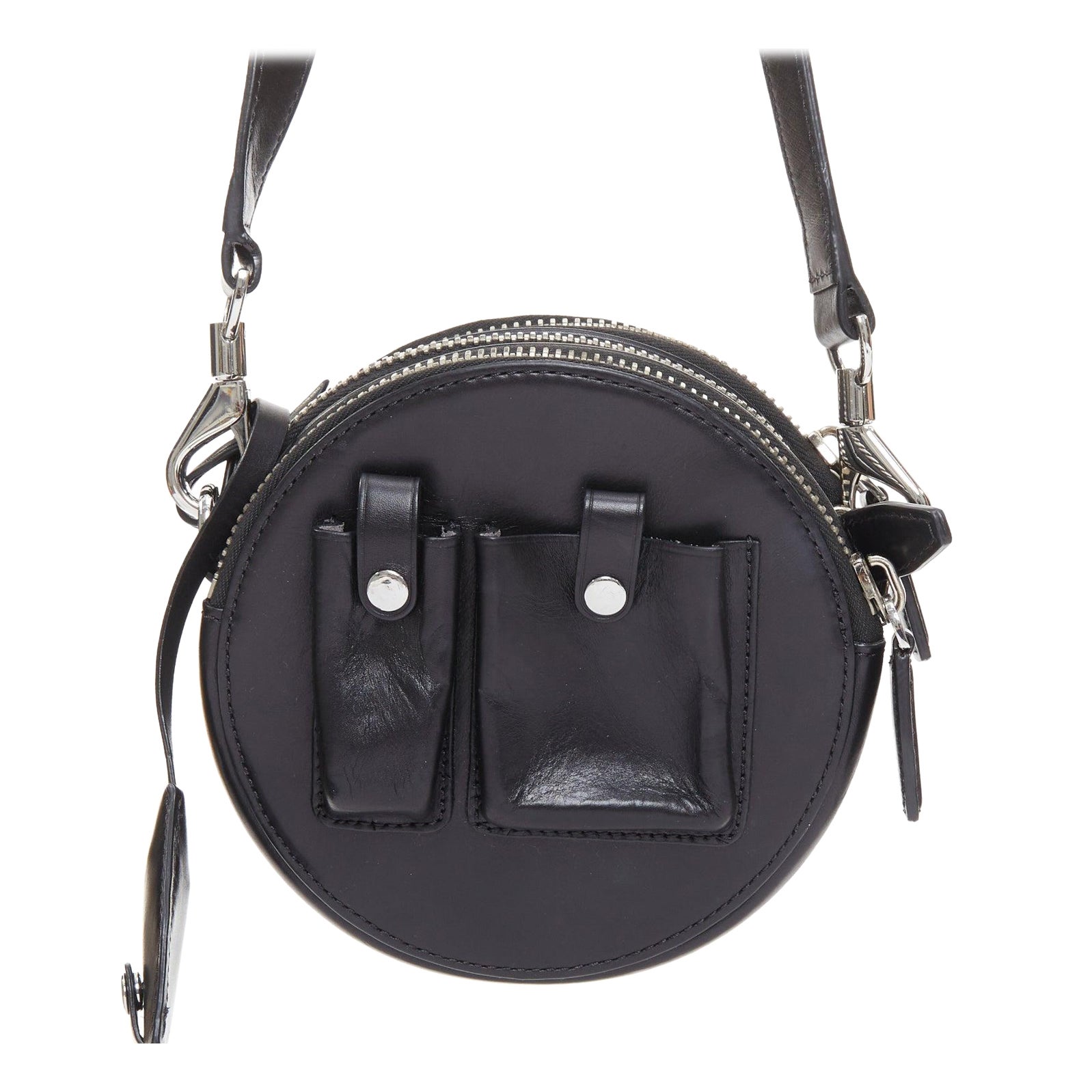 ALEXANDER WANG Runway Canteen Schwarzer Kreis Multi-Pocket Crossbody Tasche im Angebot