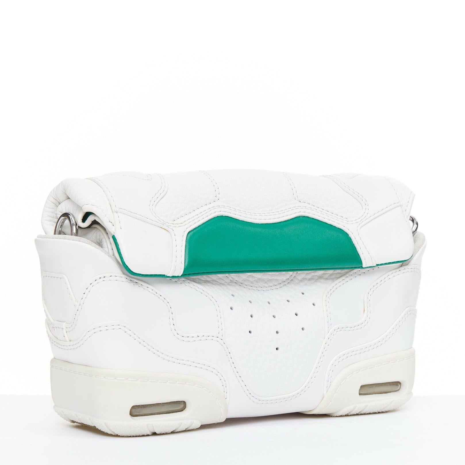 Gray ALEXANDER WANG Runway Sneaker white green leather clutch crossbody bag For Sale