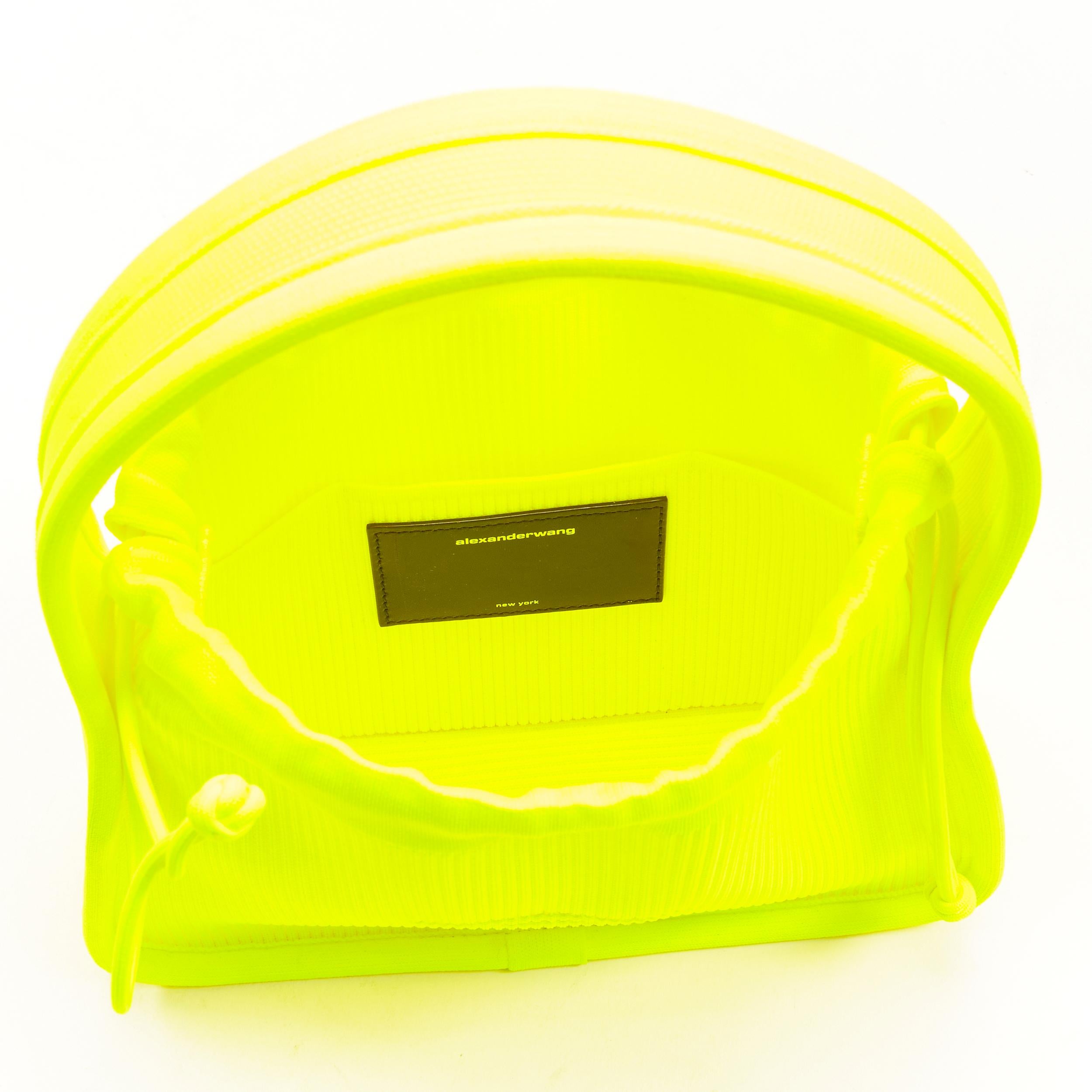 ALEXANDER WANG Ryan neon fluorescent yellow ribbed drawstring top handle bag 3