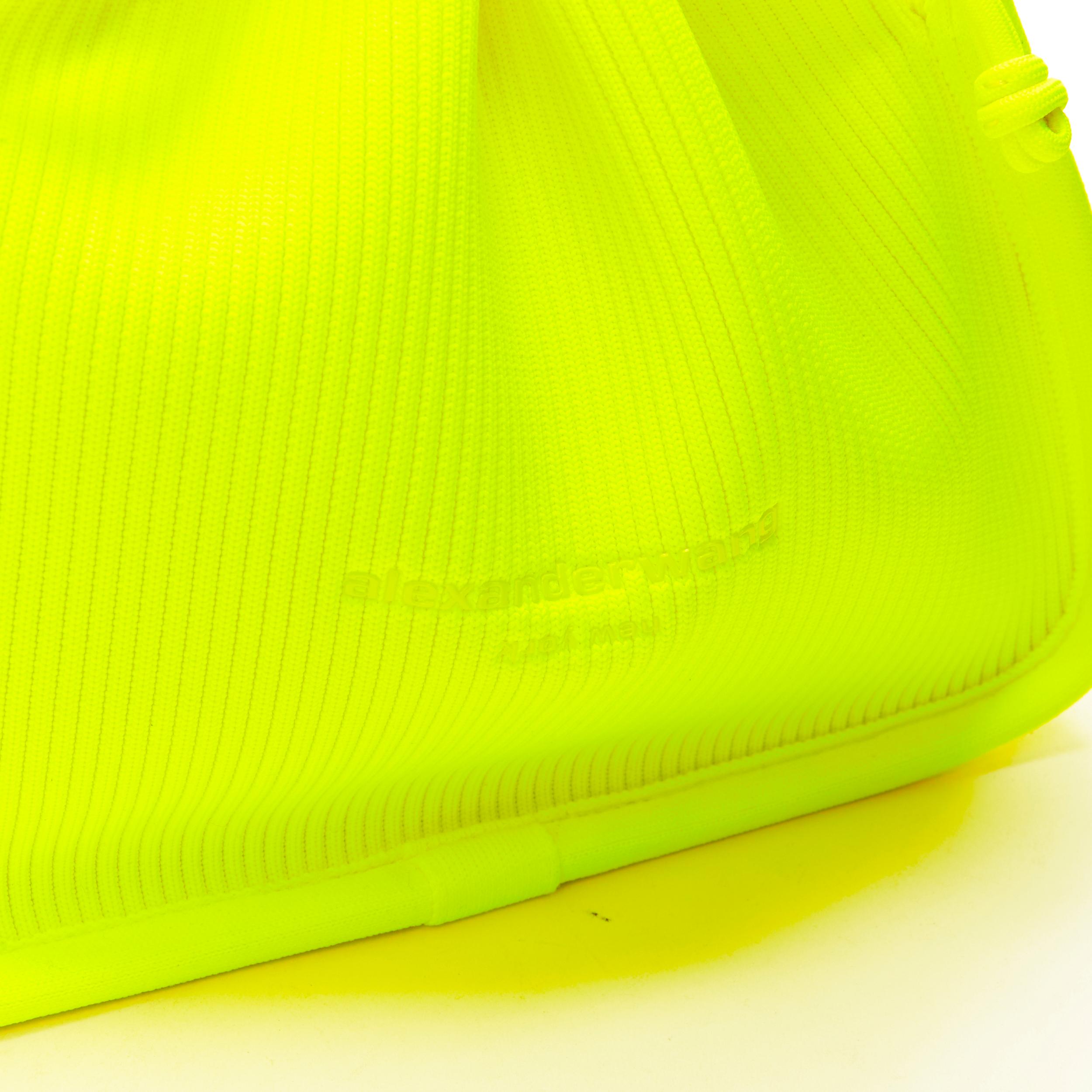 Women's ALEXANDER WANG Ryan neon fluorescent yellow ribbed drawstring top handle bag