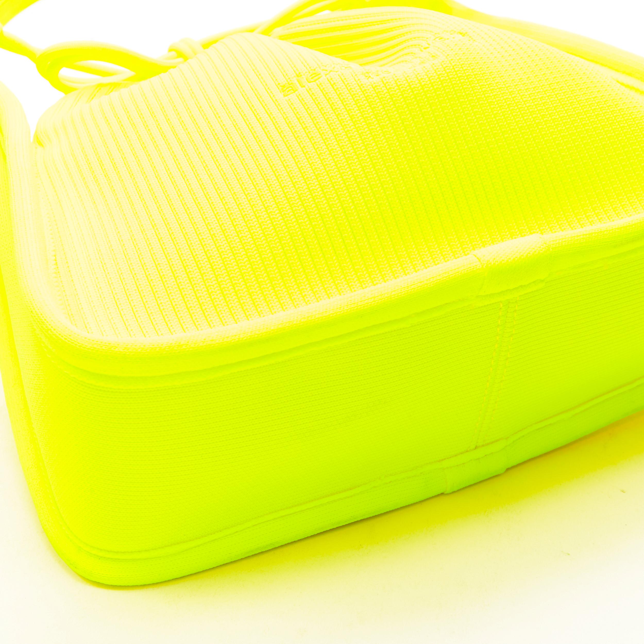 ALEXANDER WANG Ryan neon fluorescent yellow ribbed drawstring top handle bag 2