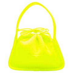 Used ALEXANDER WANG Ryan neon fluorescent yellow ribbed drawstring top handle bag