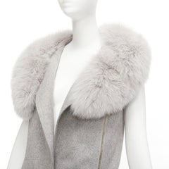 ALEXANDER WANG Saga Furs Grau Pelzkragen Schurwollmischung Weste Kleid US4 S