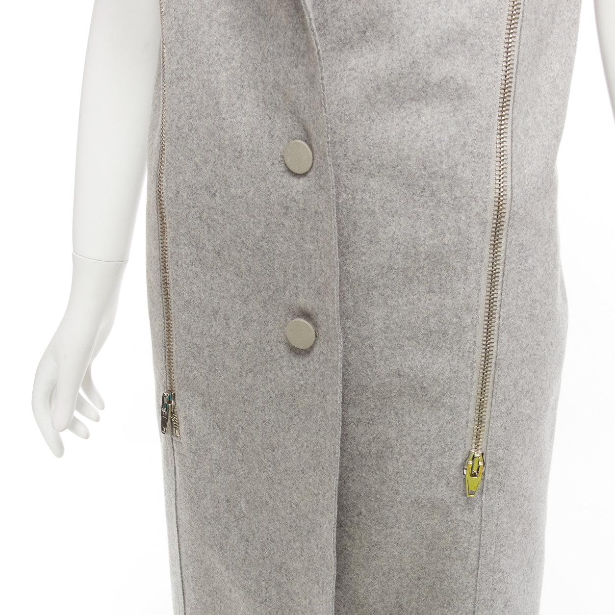 ALEXANDER WANG Saga Furs grey fur collar virgin wool blend vest dress US4 S For Sale 3