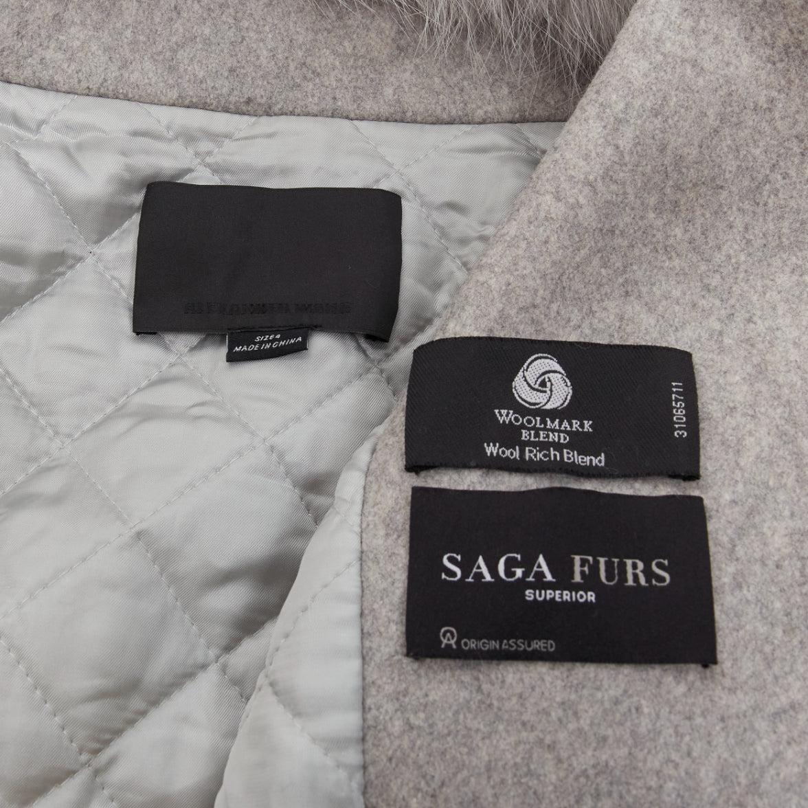ALEXANDER WANG Saga Furs grey fur collar virgin wool blend vest dress US4 S For Sale 5