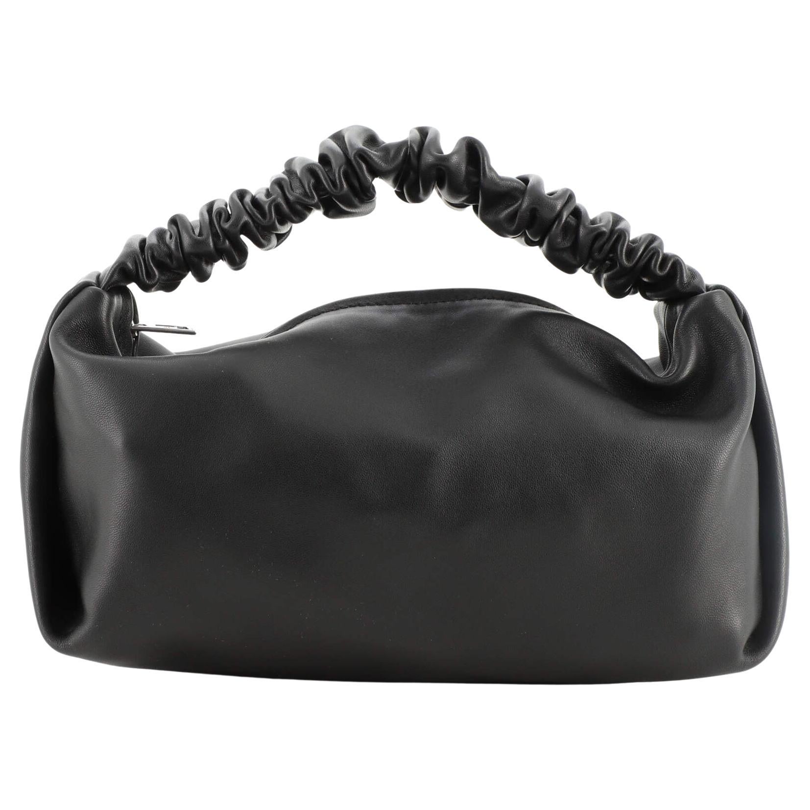 Alexander Wang Black Leather/Suede Woven ROXY Chain Bucket Bag at