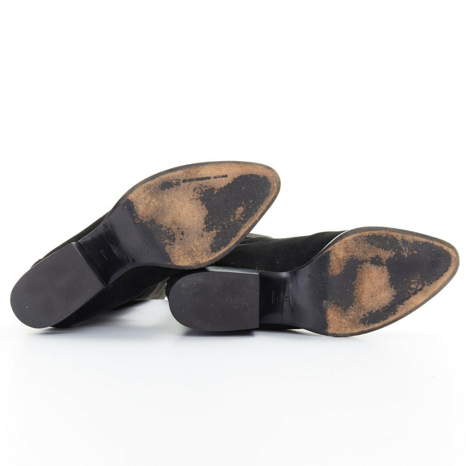 Black ALEXANDER WANG Sigrid black suede leather zip back cut out heel knee boot EU37