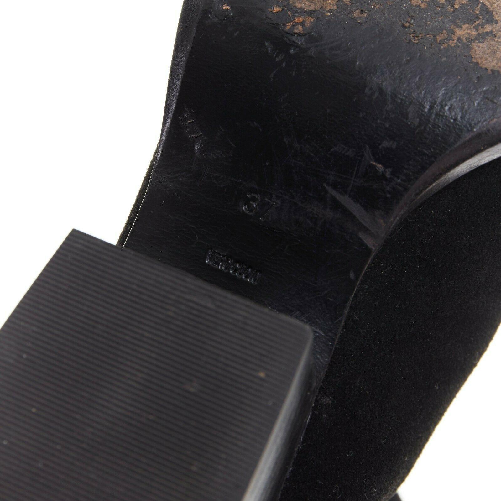 ALEXANDER WANG Sigrid black suede leather zip back cut out heel knee boot EU37 1
