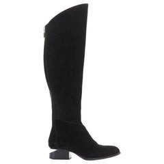 ALEXANDER WANG Sigrid black suede leather zip back cut out heel knee boot EU37