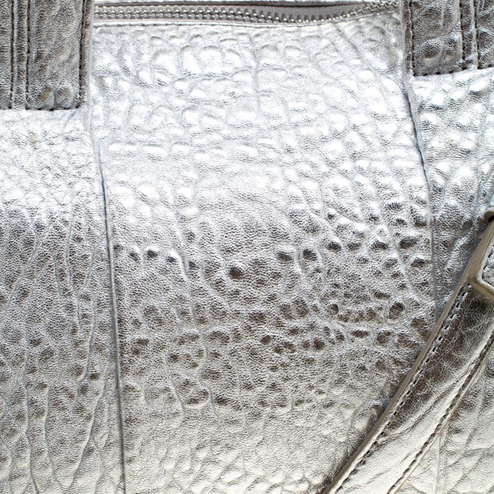 Alexander Wang Silver Pebbled Leather Rocco Duffel Bag 6
