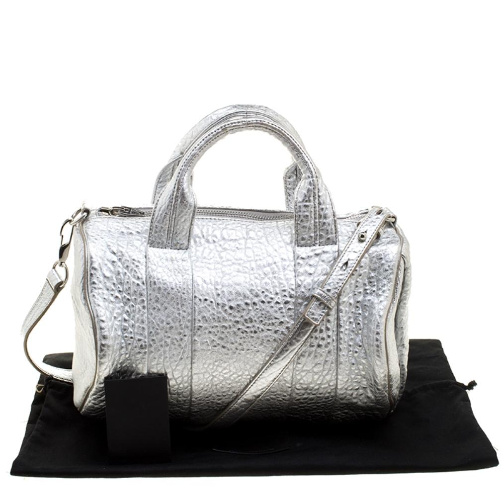 Alexander Wang Silver Pebbled Leather Rocco Duffel Bag 7