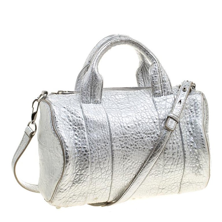 Alexander Wang Silver Pebbled Leather Rocco Duffel Bag For Sale at ...