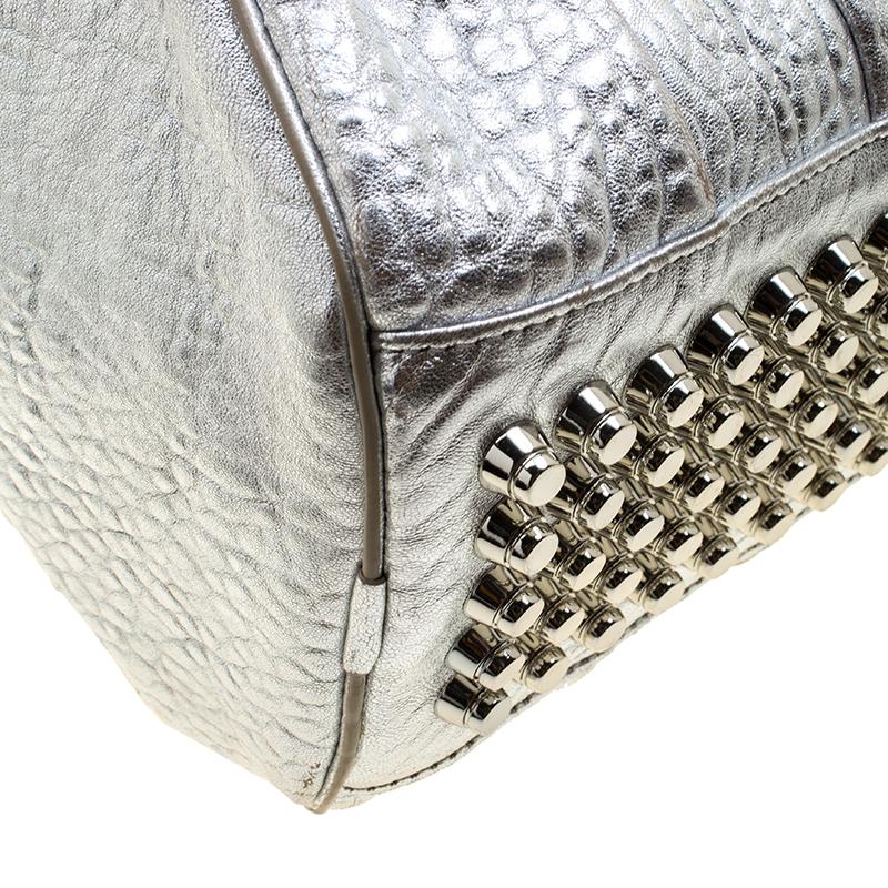 Alexander Wang Silver Pebbled Leather Rocco Duffel Bag 4