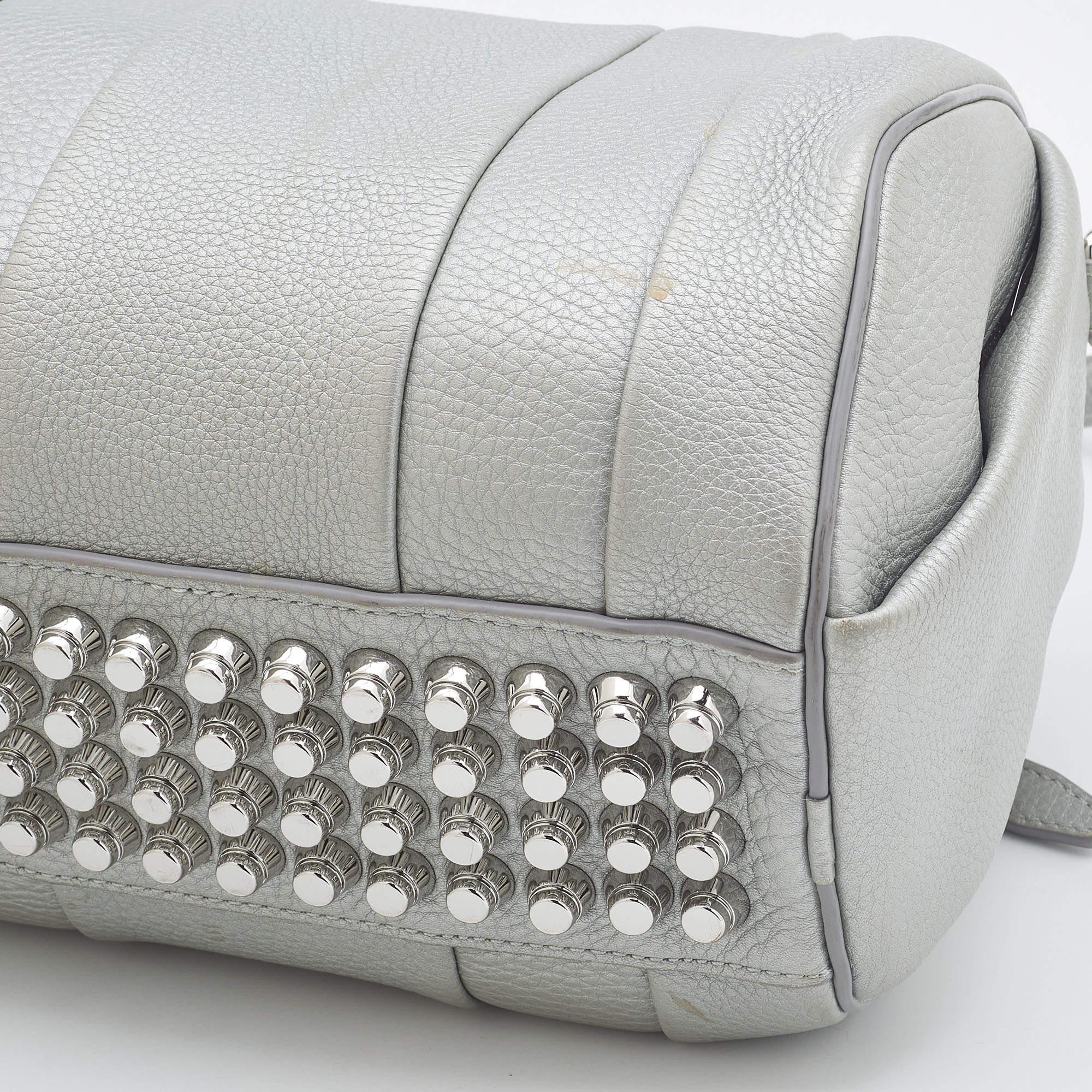 Alexander Wang Silver Textured Leather Rocco Bag For Sale at 1stDibs
