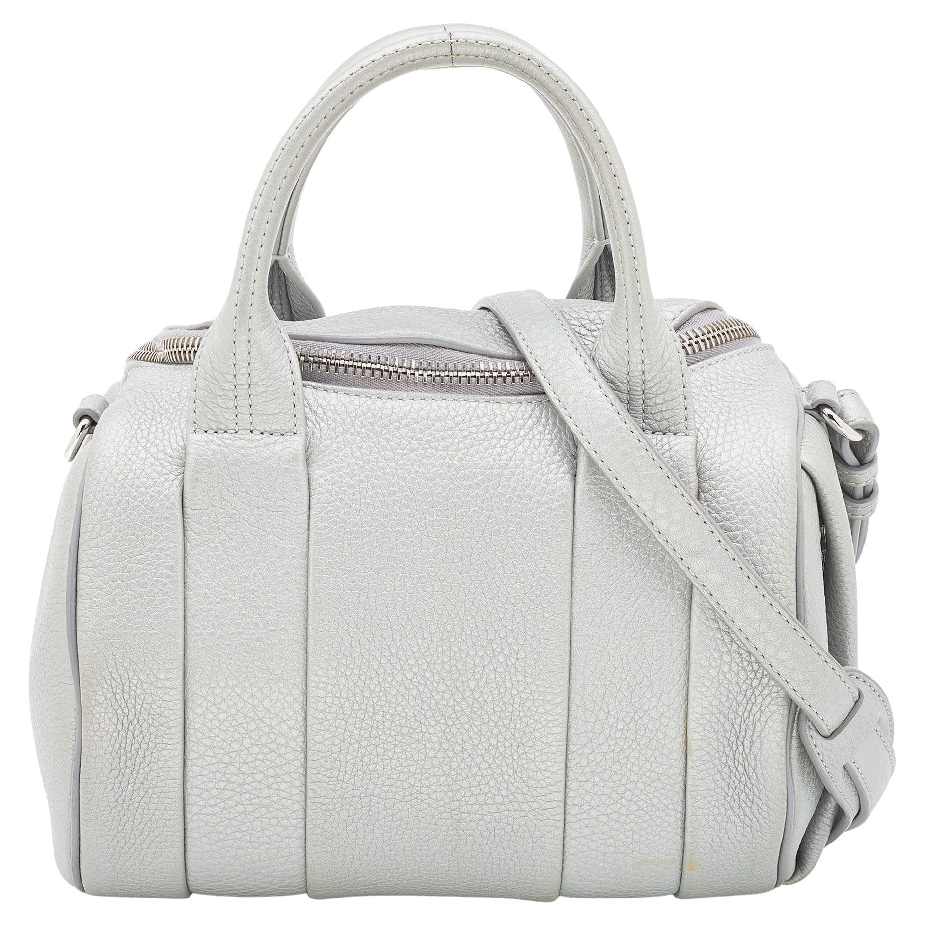 Alexander Wang Silver Textured Leather Rocco Bag