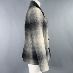 ALEXANDER WANG Size 0 Grey Black White Wool Blend Plaid Jacket