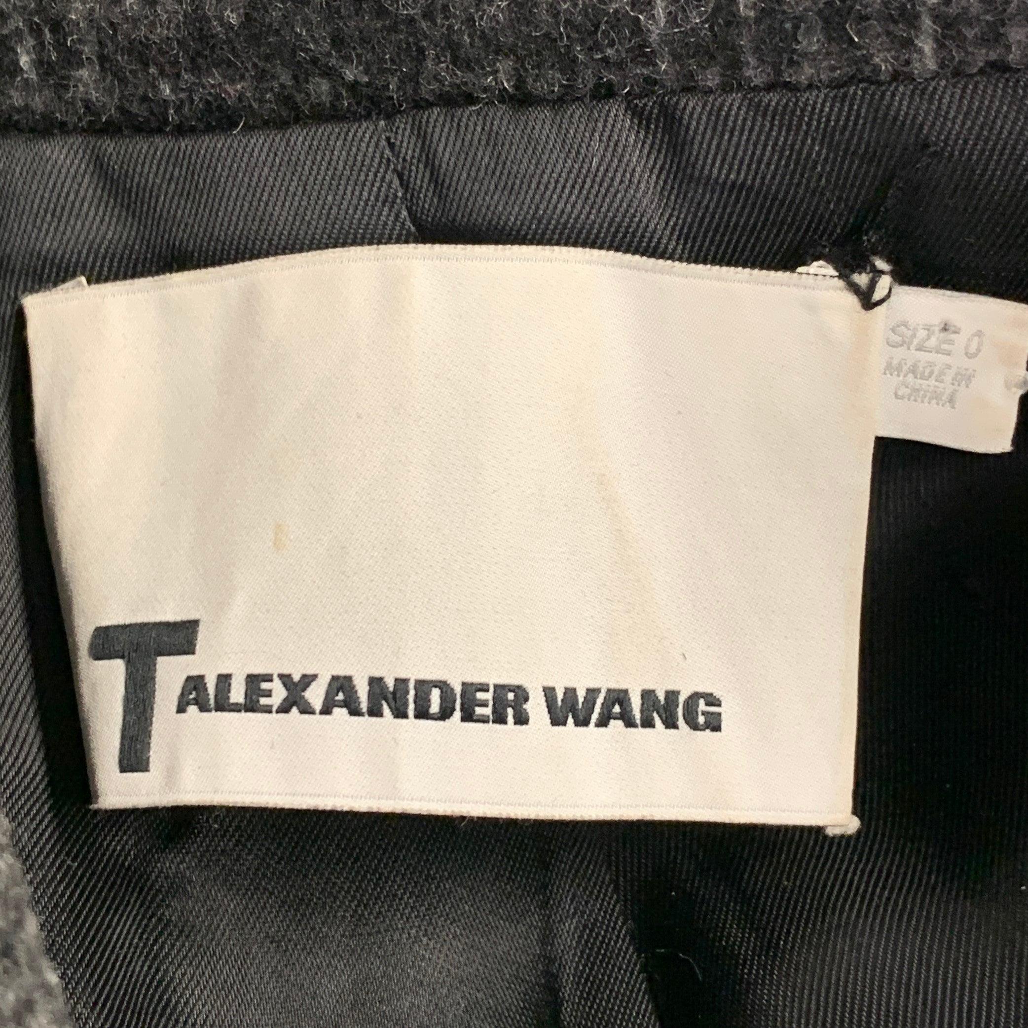 Women's ALEXANDER WANG Size 0 Grey Black White Wool Blend Plaid Jacket For Sale