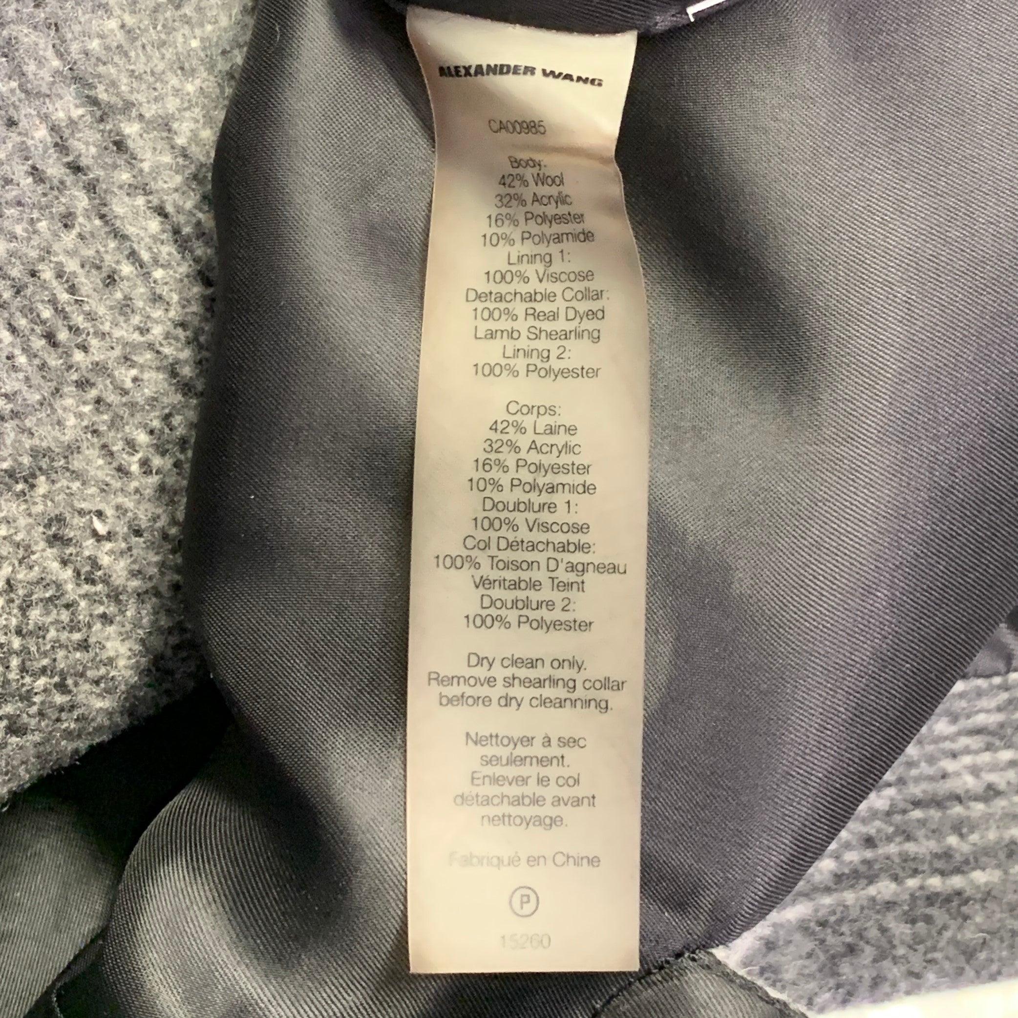 ALEXANDER WANG Size 0 Grey Black White Wool Blend Plaid Jacket For Sale 1