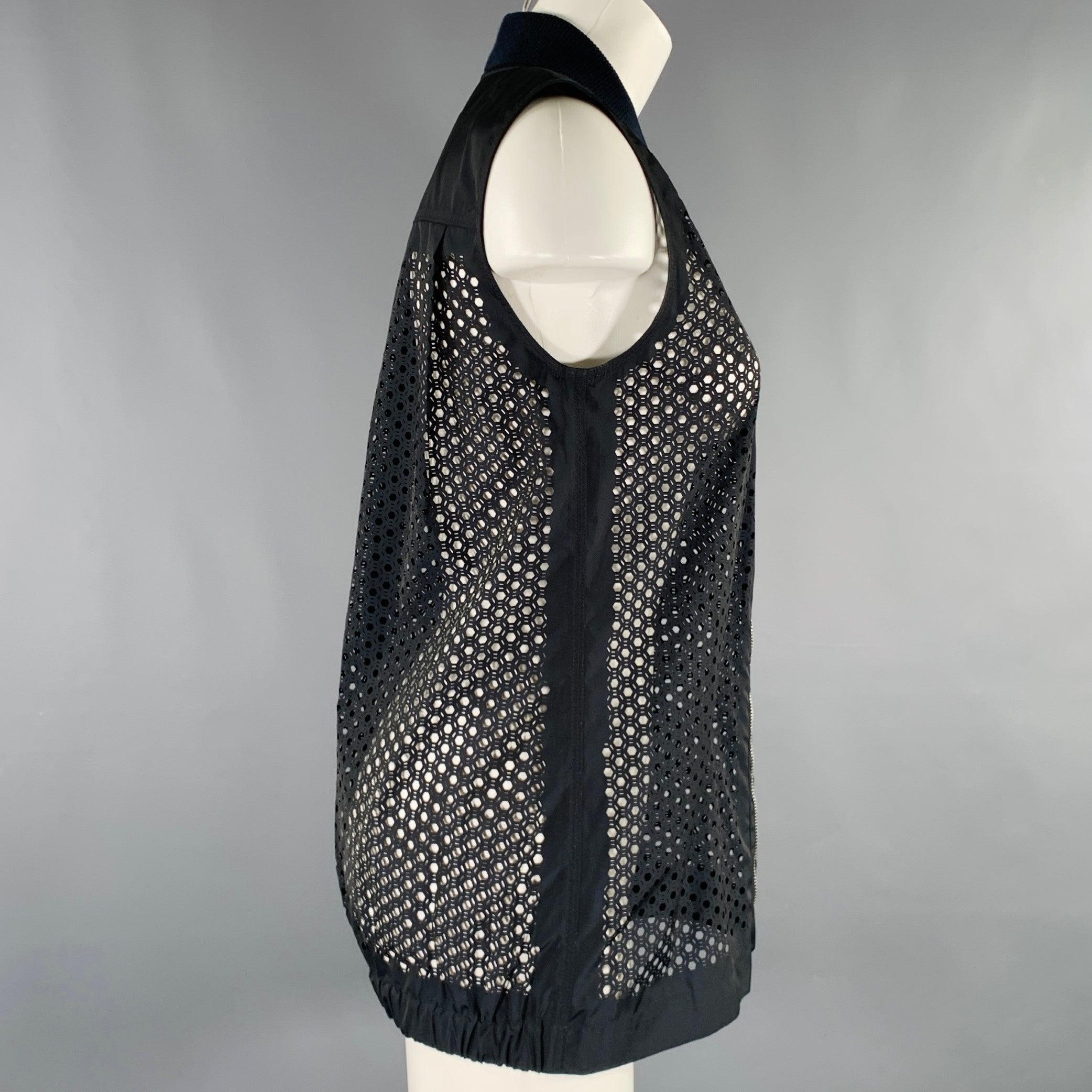 ALEXANDER WANG Größe 0 Navy Polyester Perforierte Weste mit Reißverschluss (Schwarz) im Angebot