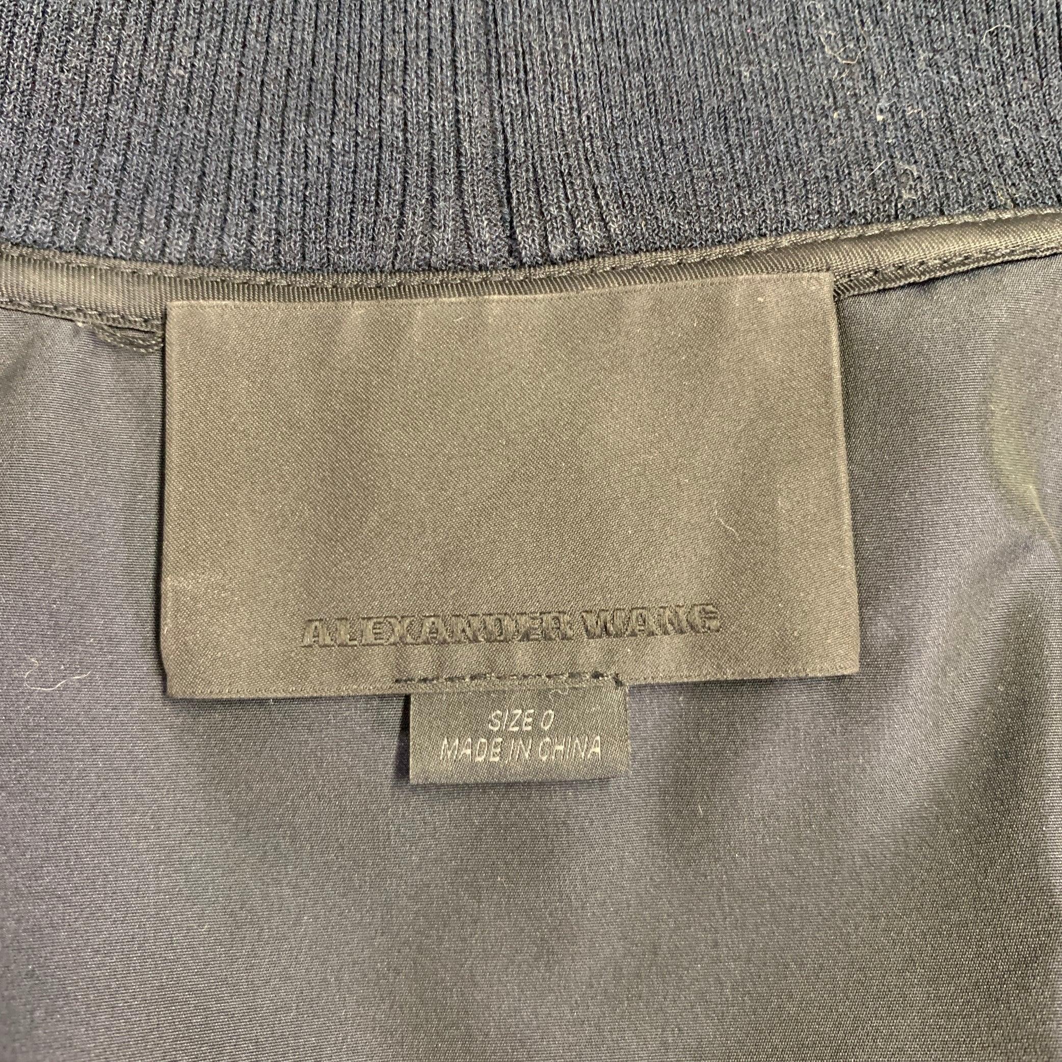 ALEXANDER WANG Größe 0 Navy Polyester Perforierte Weste mit Reißverschluss Damen im Angebot