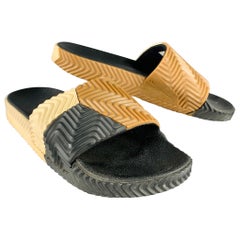 ALEXANDER WANG Talla 10 Adilette Negro Marrón Beige Color Block Sandalias de goma