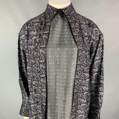 ALEXANDER WANG Size 10 Navy & Grey Paisley Silk Layered Shirt