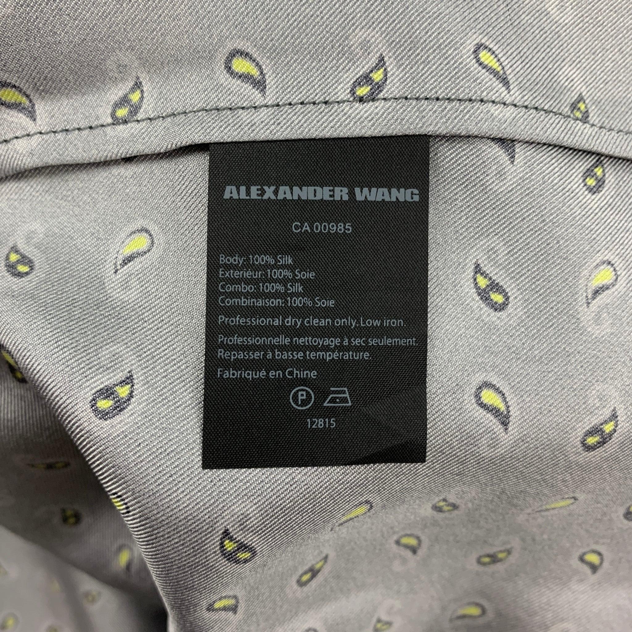 ALEXANDER WANG Size 10 Navy & Grey Paisley Silk Layered Shirt For Sale 1