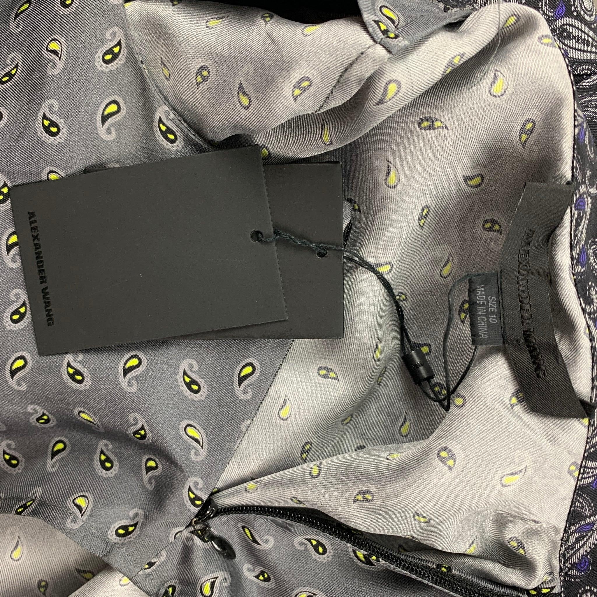 ALEXANDER WANG Size 10 Navy & Grey Paisley Silk Layered Shirt For Sale 1