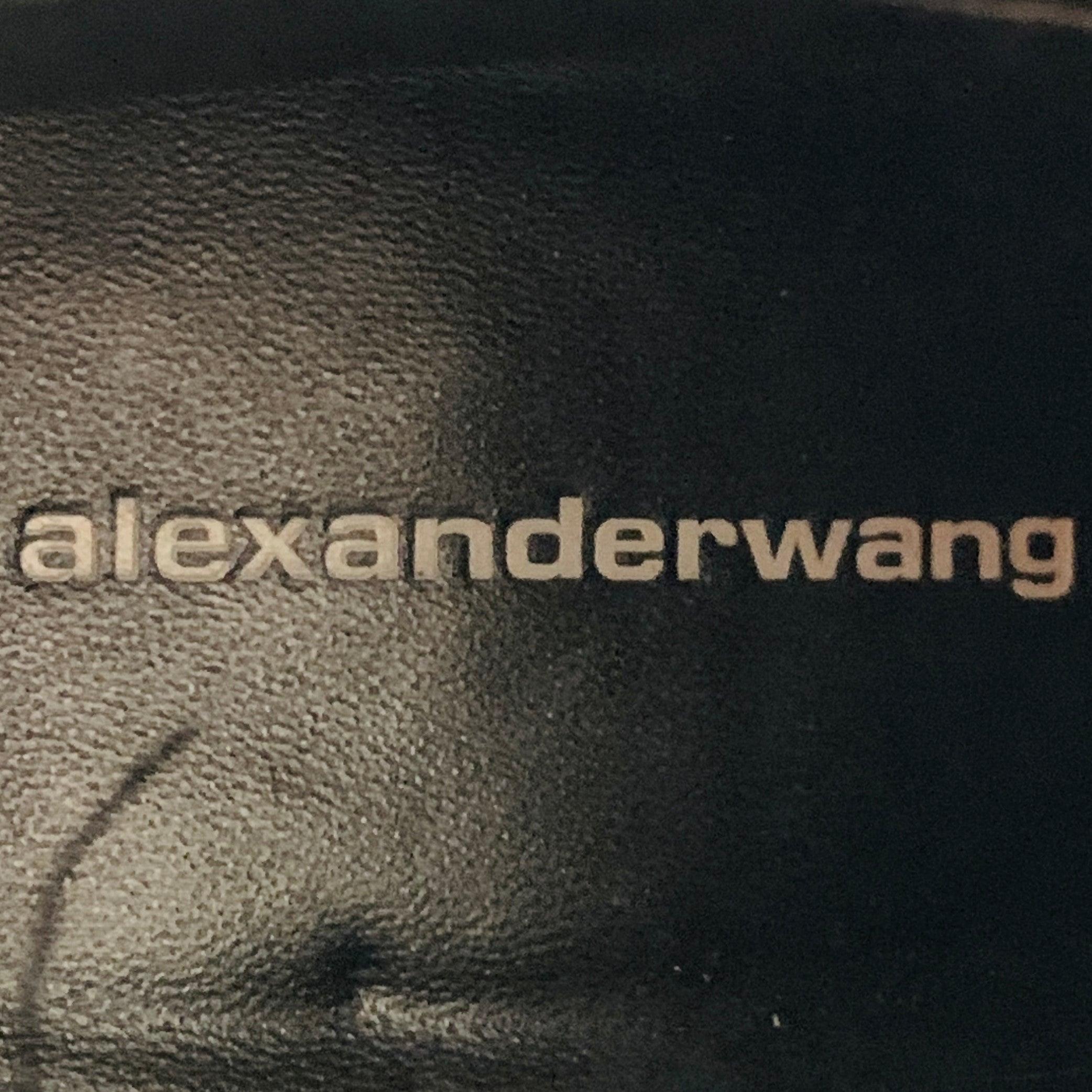 ALEXANDER WANG Size 11 Anna Black Lambskin Leather Stretch Cut Out Chunky Heel Boots For Sale 3