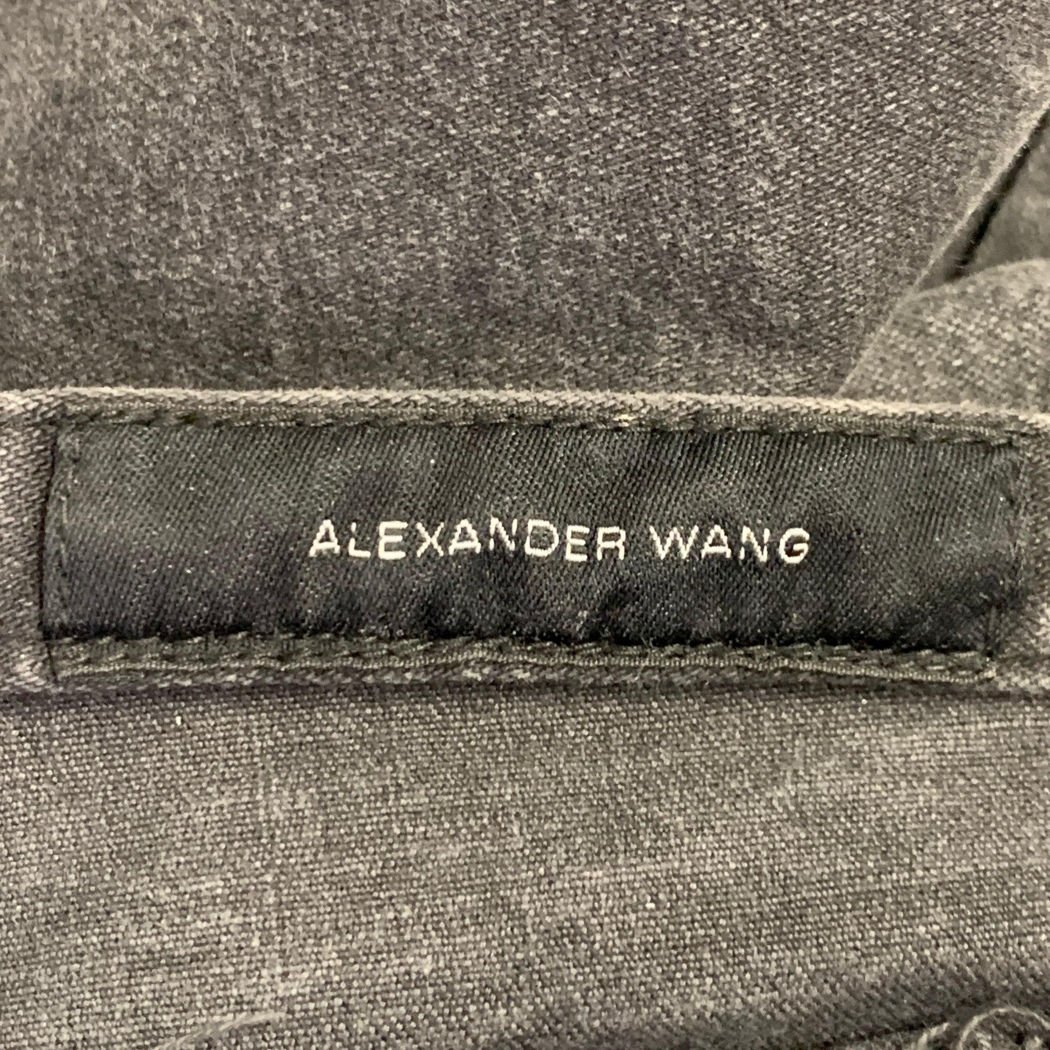 ALEXANDER WANG Talla 25 Gris Carbón Mezcla de Algodón Pantalones Casual Acampanados con Cremallera en venta 2