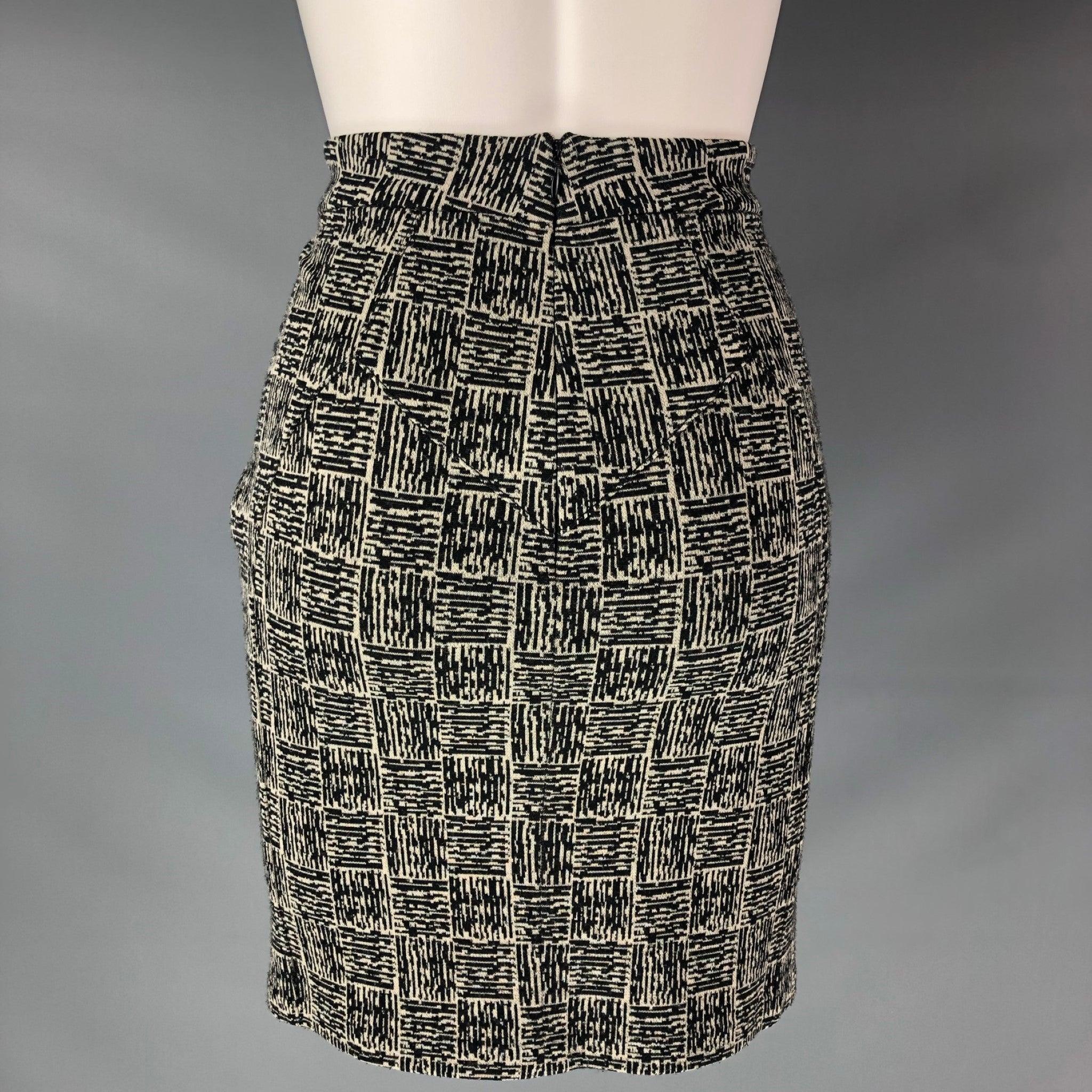 ALEXANDER WANG Size 4 Black & Grey Virgin Wool Blend Skirt In Excellent Condition For Sale In San Francisco, CA