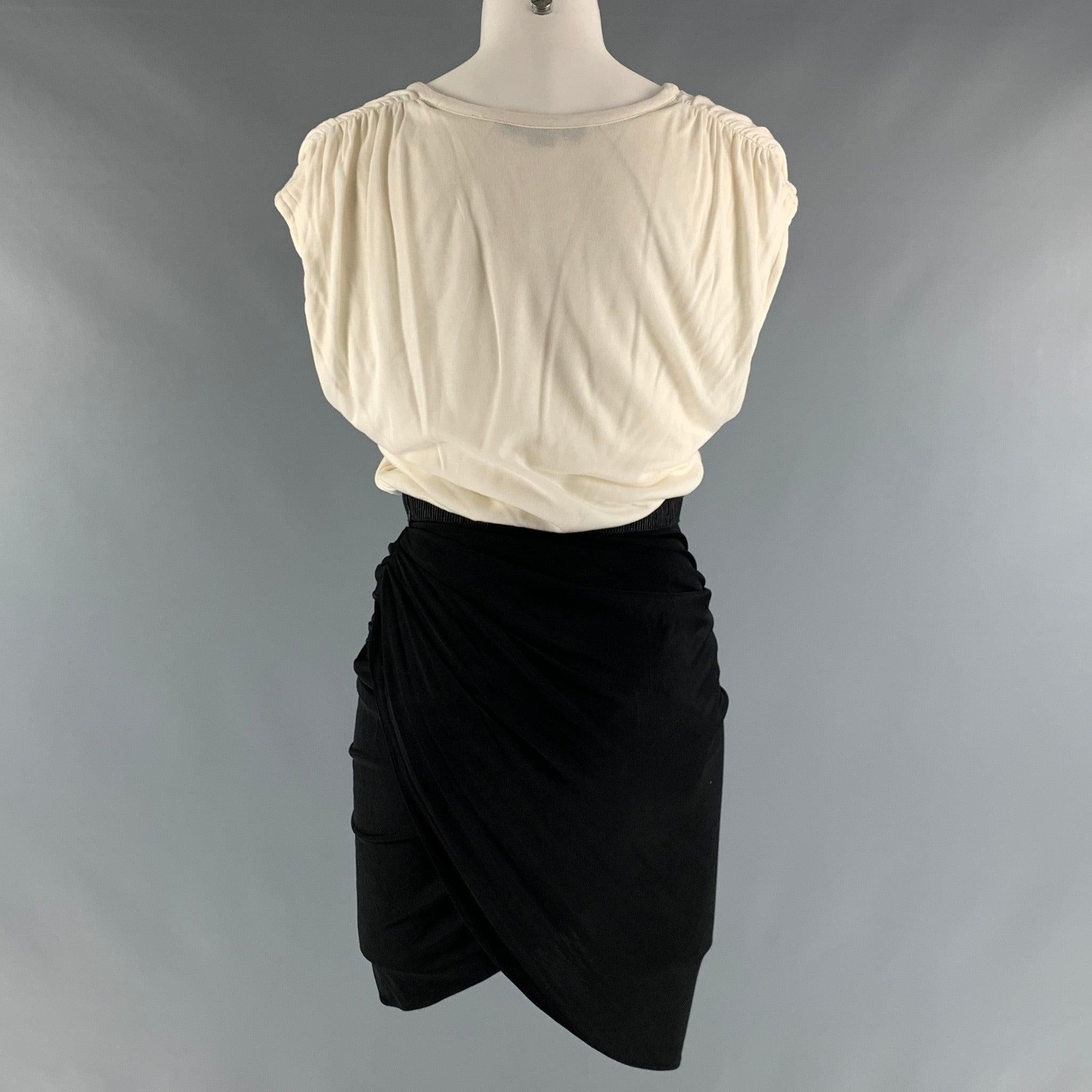 ALEXANDER WANG Size 4 White Black Sleeveless Dress In Good Condition For Sale In San Francisco, CA