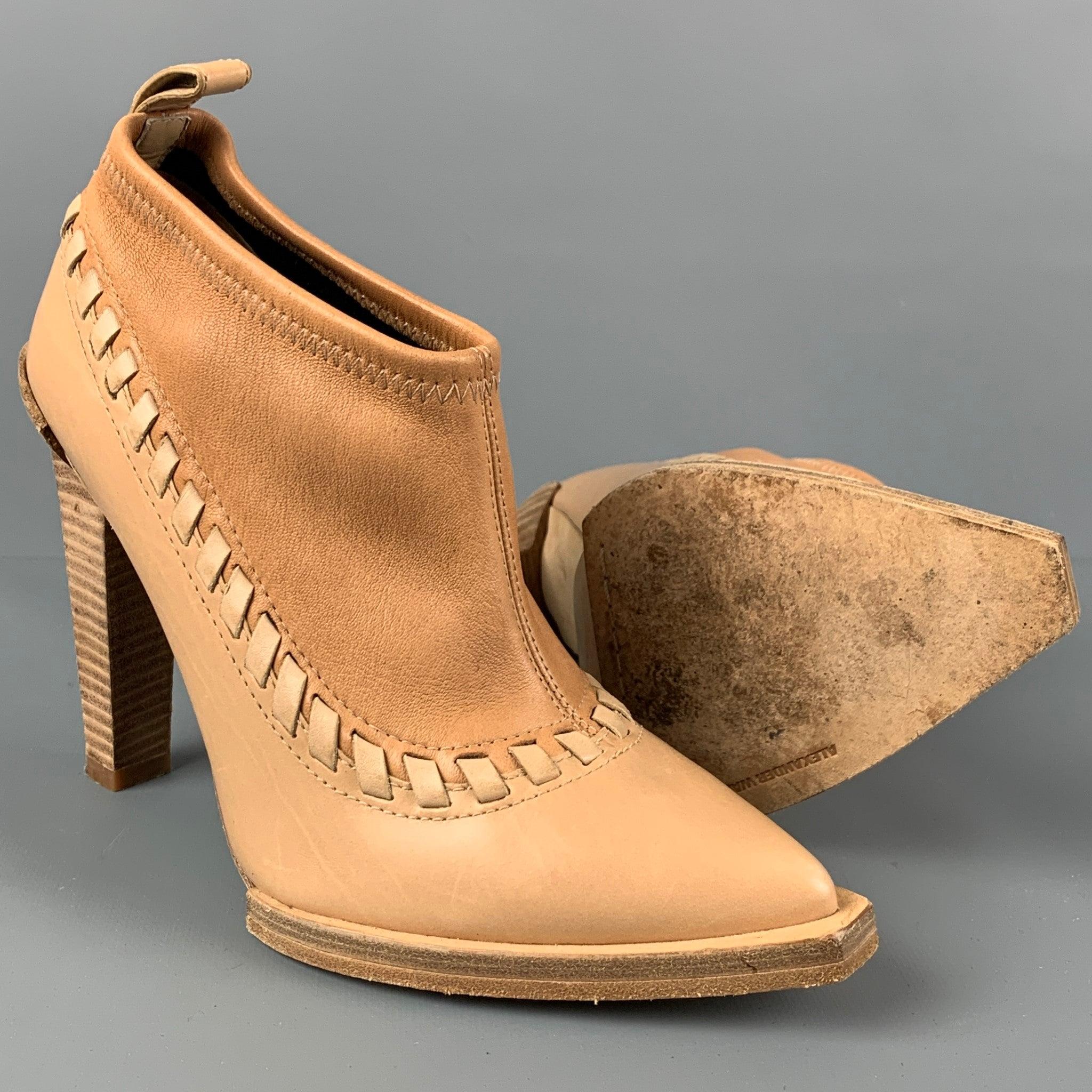 ALEXANDER WANG Size 8 Tan Leather Two Tone Pointed Toe Auguste Boots In Good Condition In San Francisco, CA