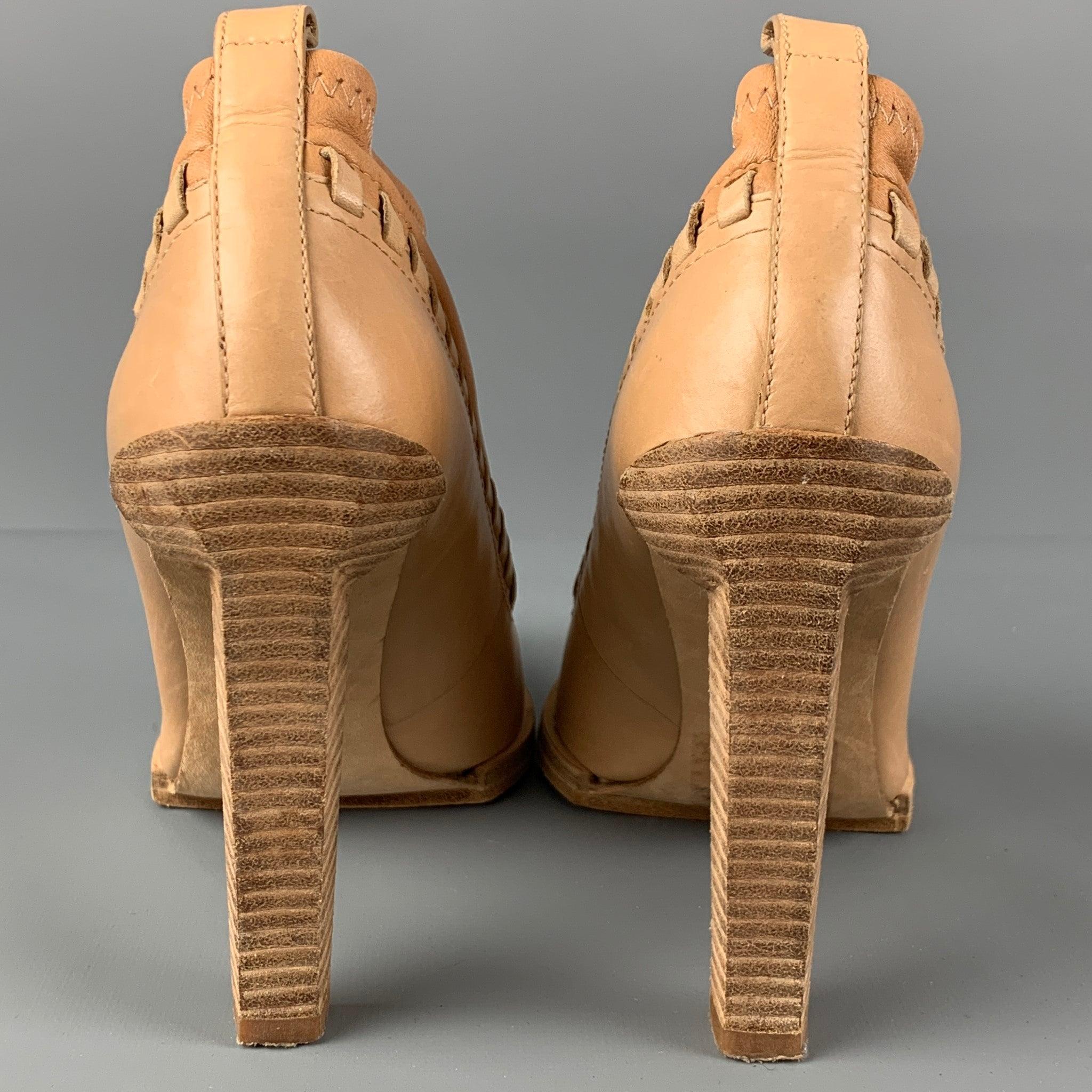 ALEXANDER WANG Size 8 Tan Leather Two Tone Pointed Toe Auguste Boots 1