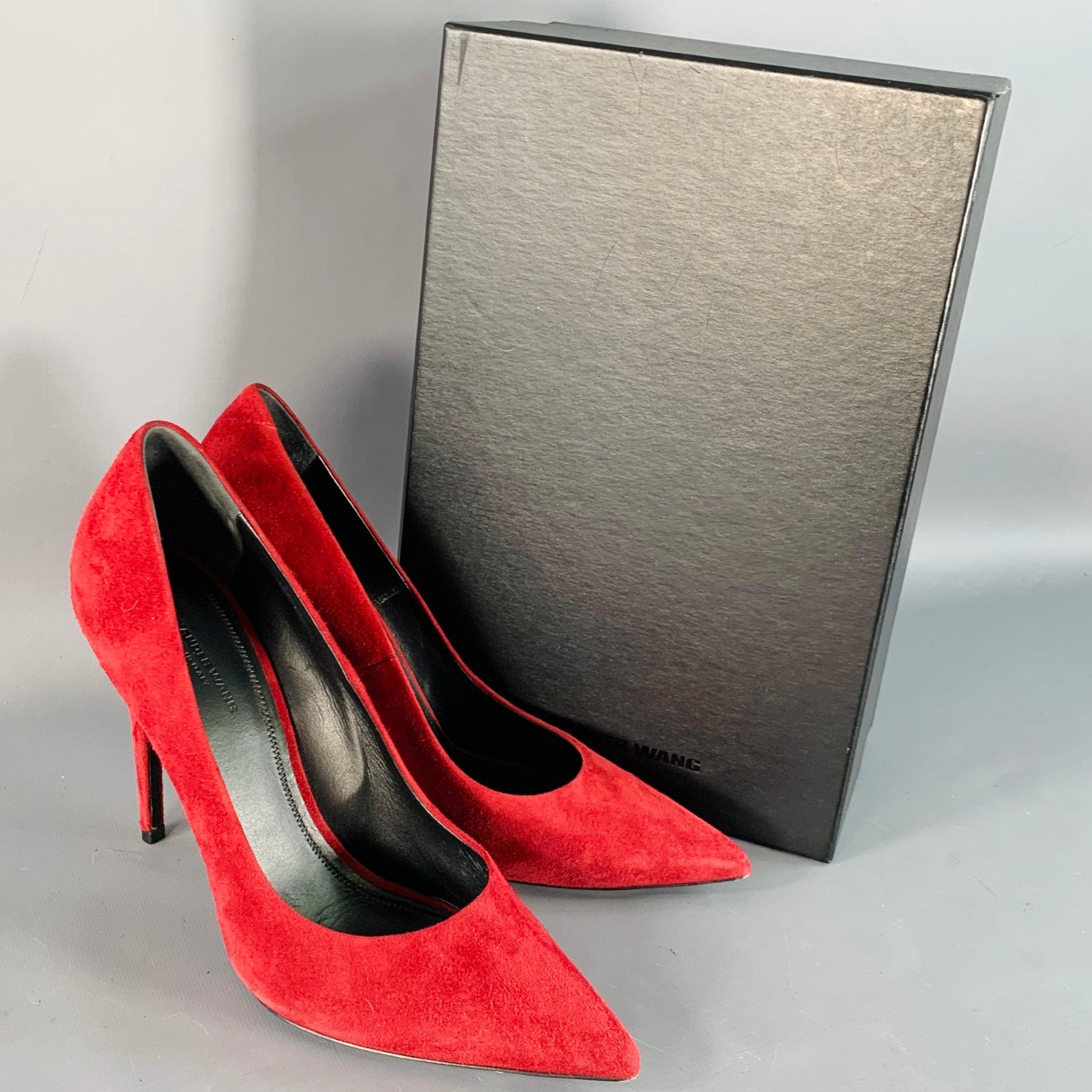 ALEXANDER WANG Größe 9 Annika Rot Oxblood Suede Pointed Toe Stiletto Pumps im Angebot 4