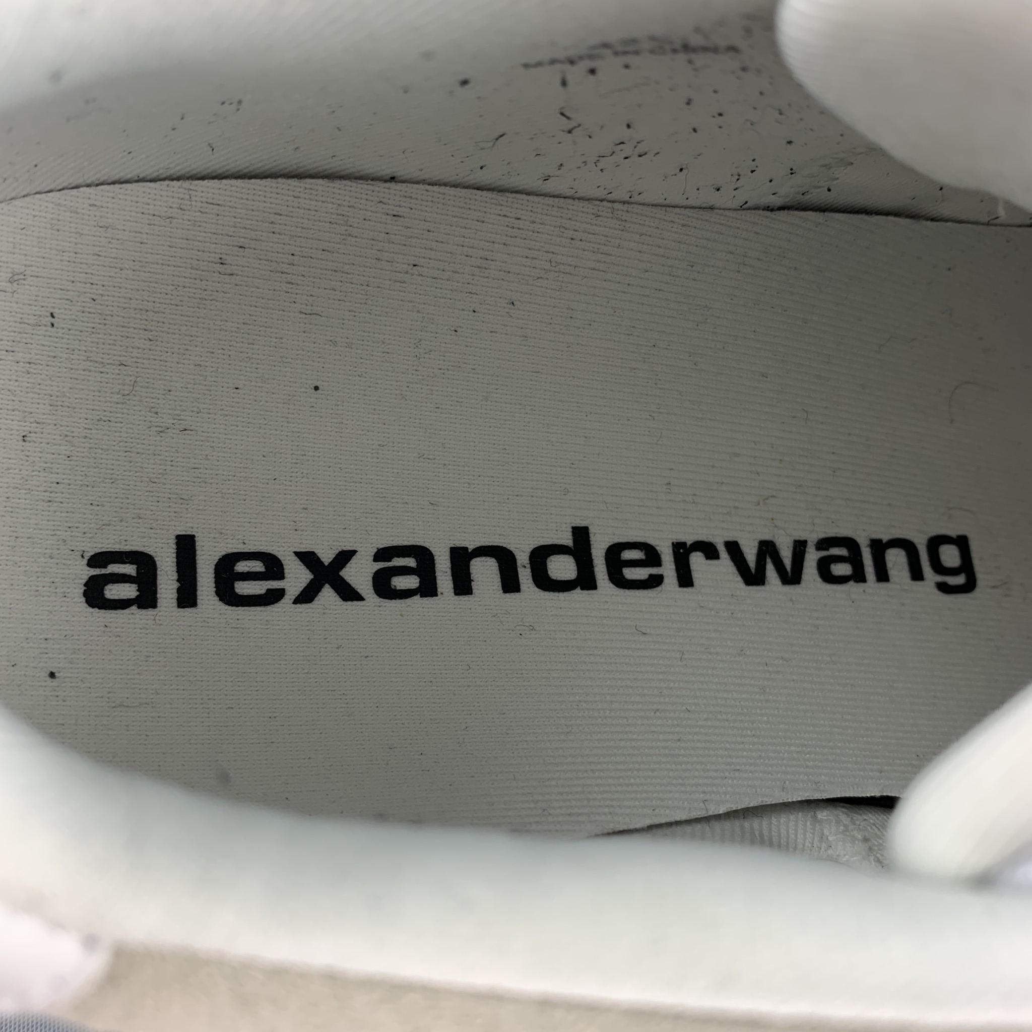 ALEXANDER WANG Size 9.5 White Mixed Materials Suede & Canvas Lace Up Sneakers 1