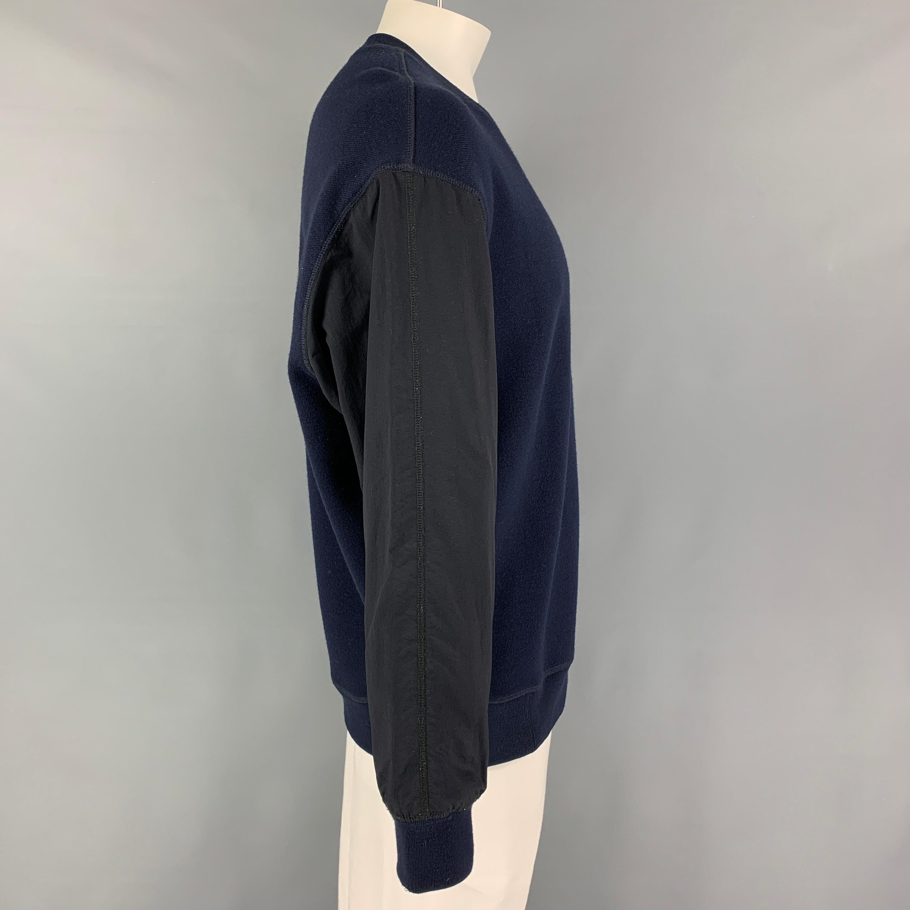 ALEXANDER WANG Size L Navy Black Mixed Materials Crew-Neck Pullover In Good Condition In San Francisco, CA