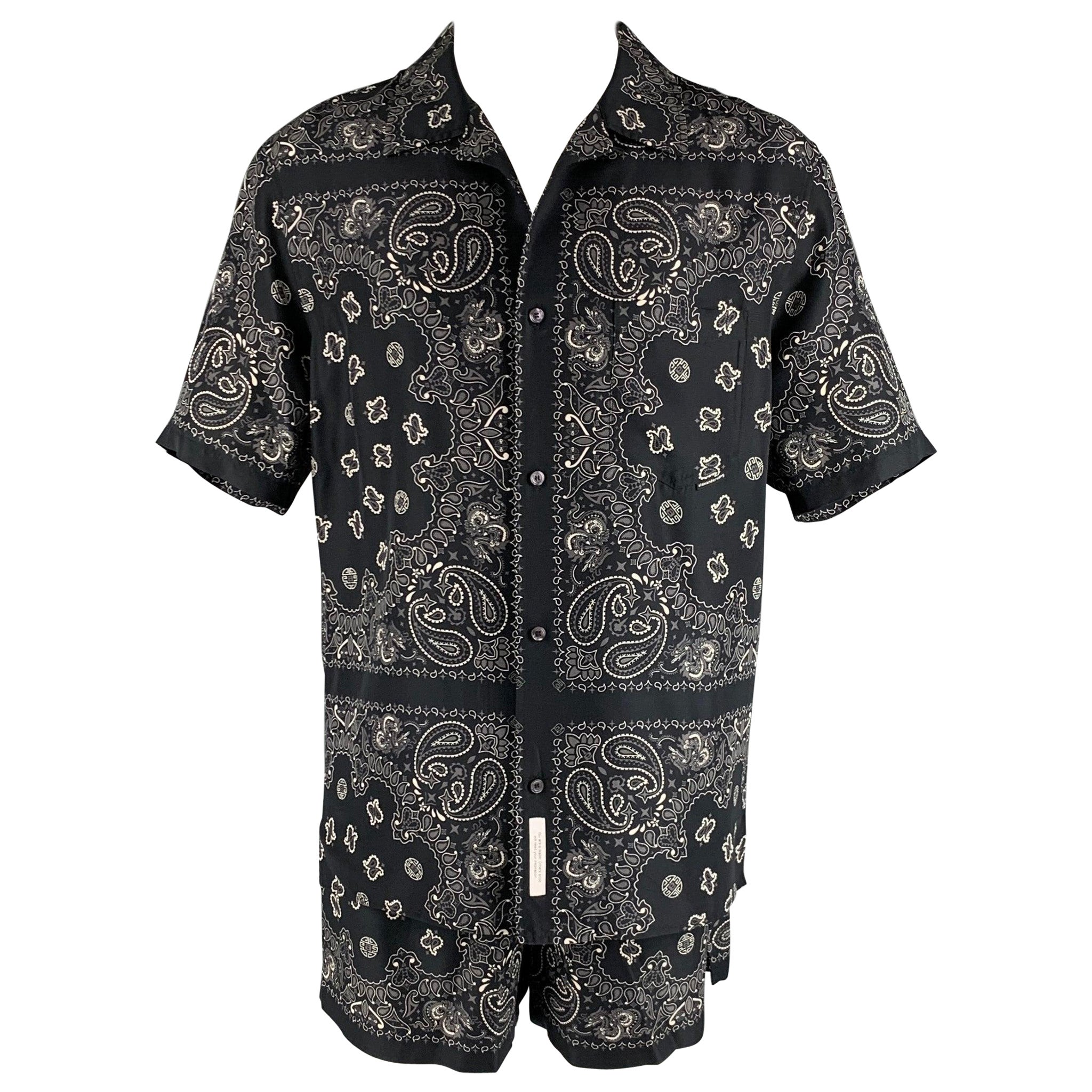 ALEXANDER WANG Talla M Conjunto Campamento Bandana Seda Negro