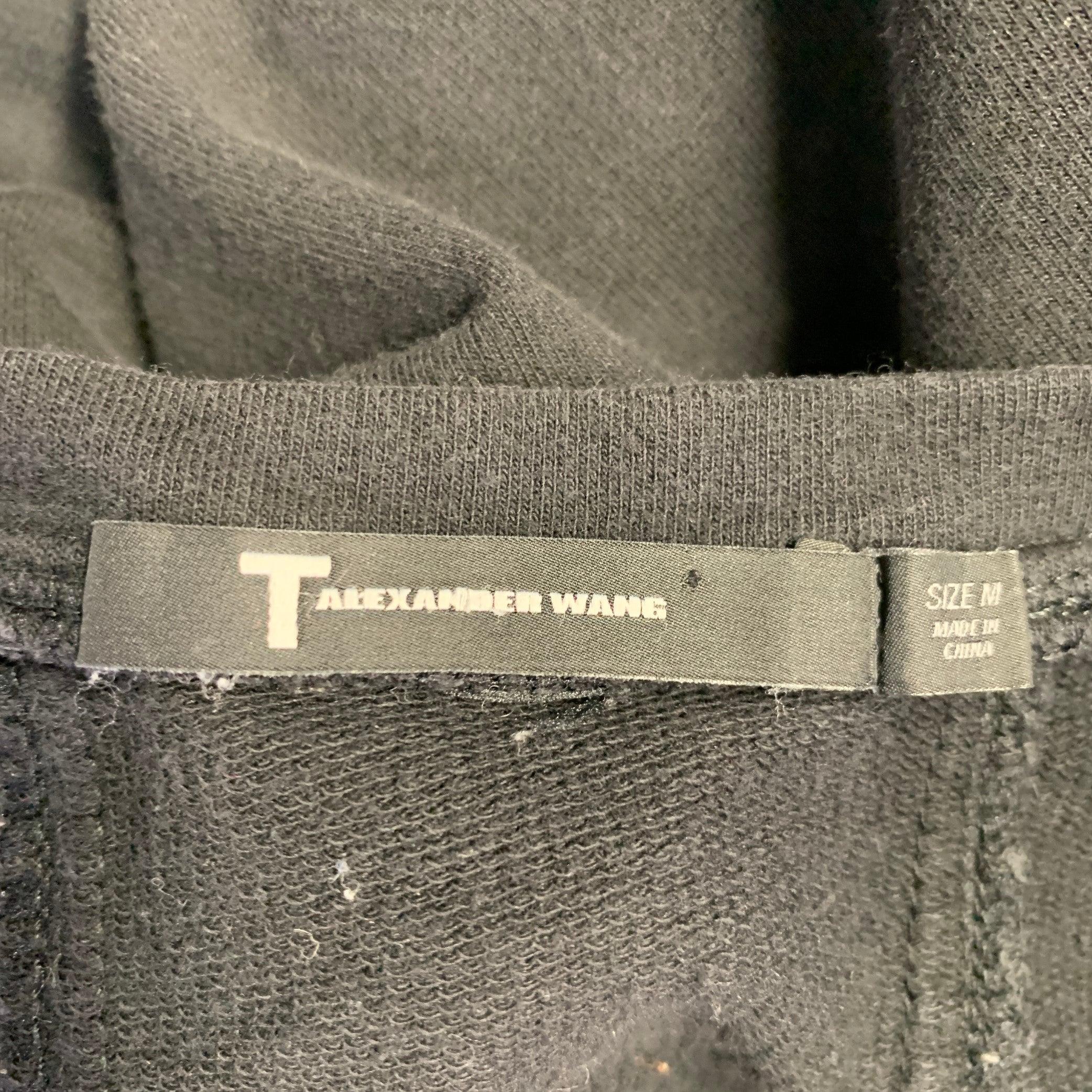 ALEXANDER WANG Größe M Schwarz Baumwolle Zipper Rundhalsausschnitt T-Shirt im Angebot 2