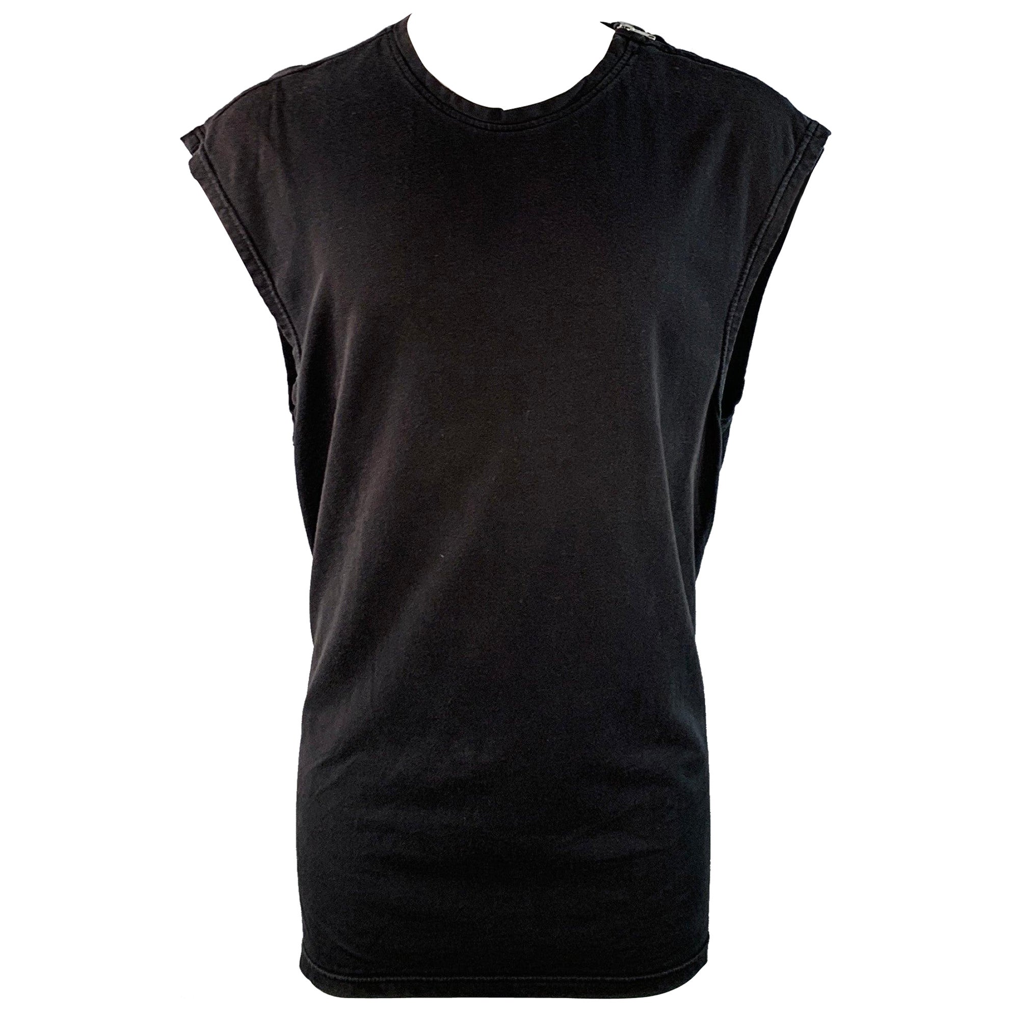 ALEXANDER WANG T-shirt girocollo con cerniera in cotone nero taglia M. M. T. I.